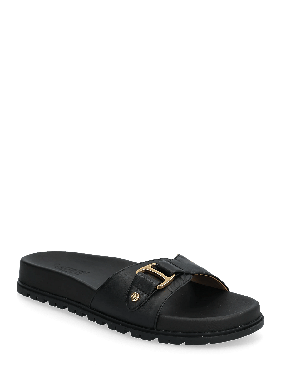 Lauren Ralph Lauren - Tasha Leather Slide Sandal - flade sandaler - black - 0