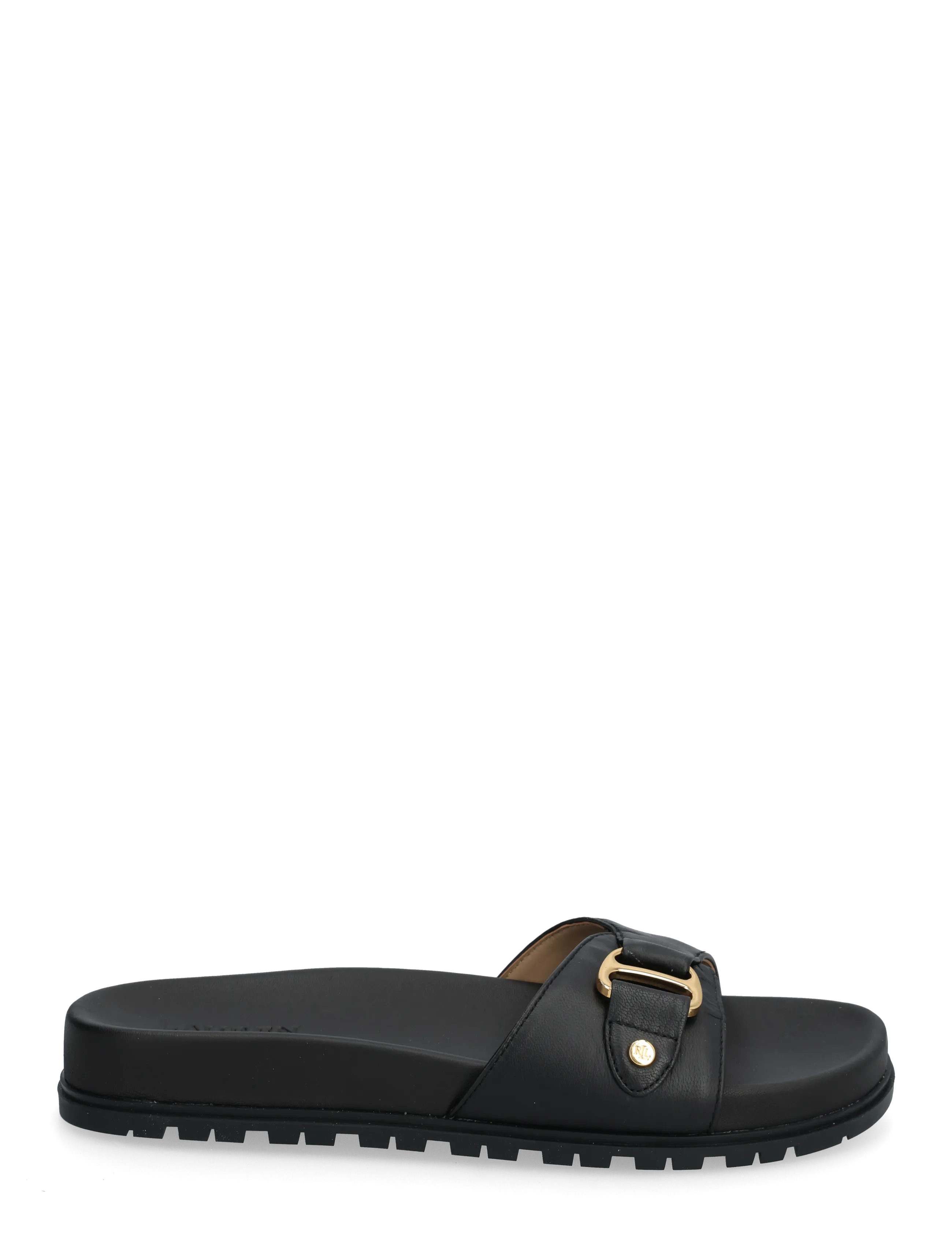 Lauren Ralph Lauren - Tasha Leather Slide Sandal - flade sandaler - black - 1