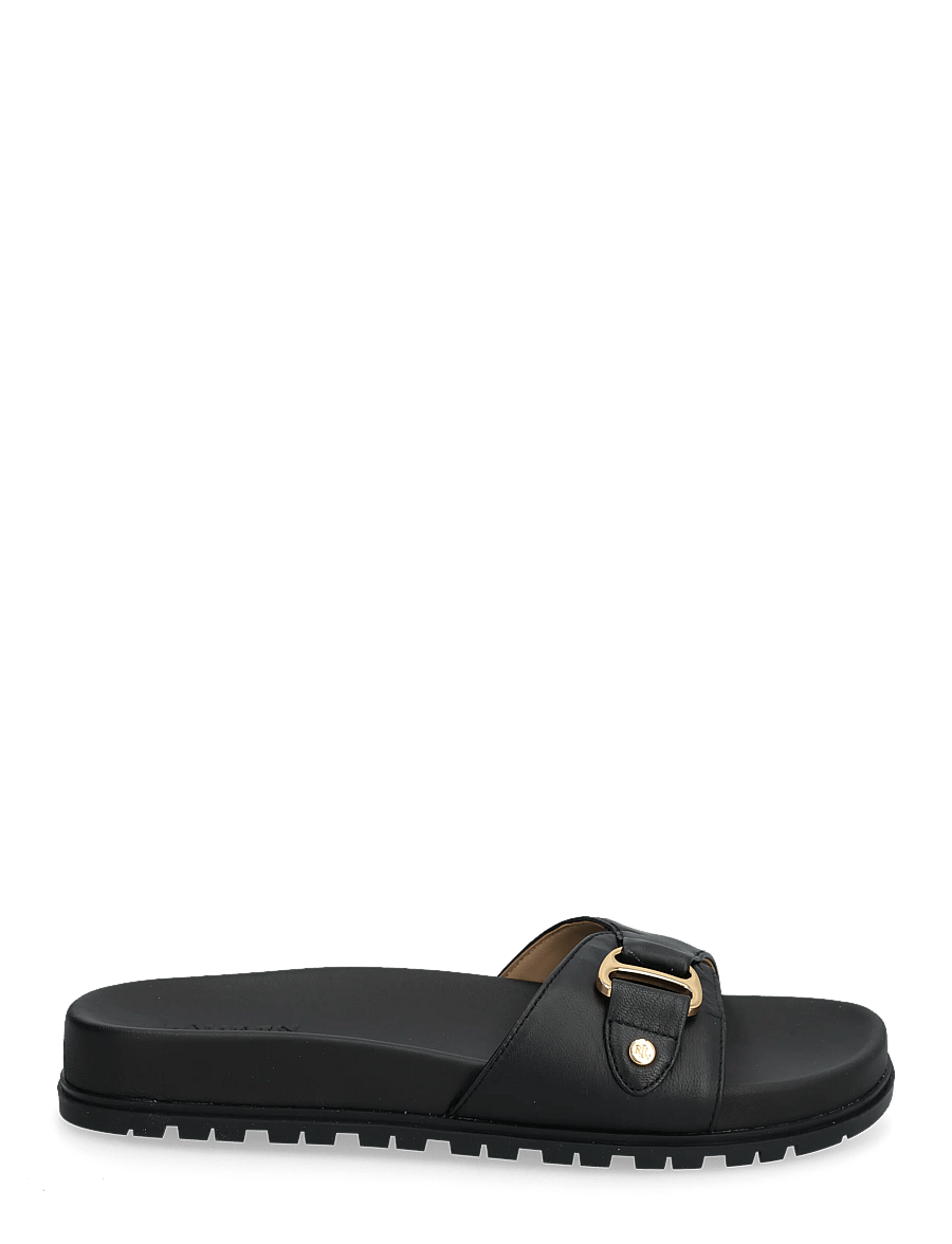 Lauren Ralph Lauren - Tasha Leather Slide Sandal - flade sandaler - black - 1