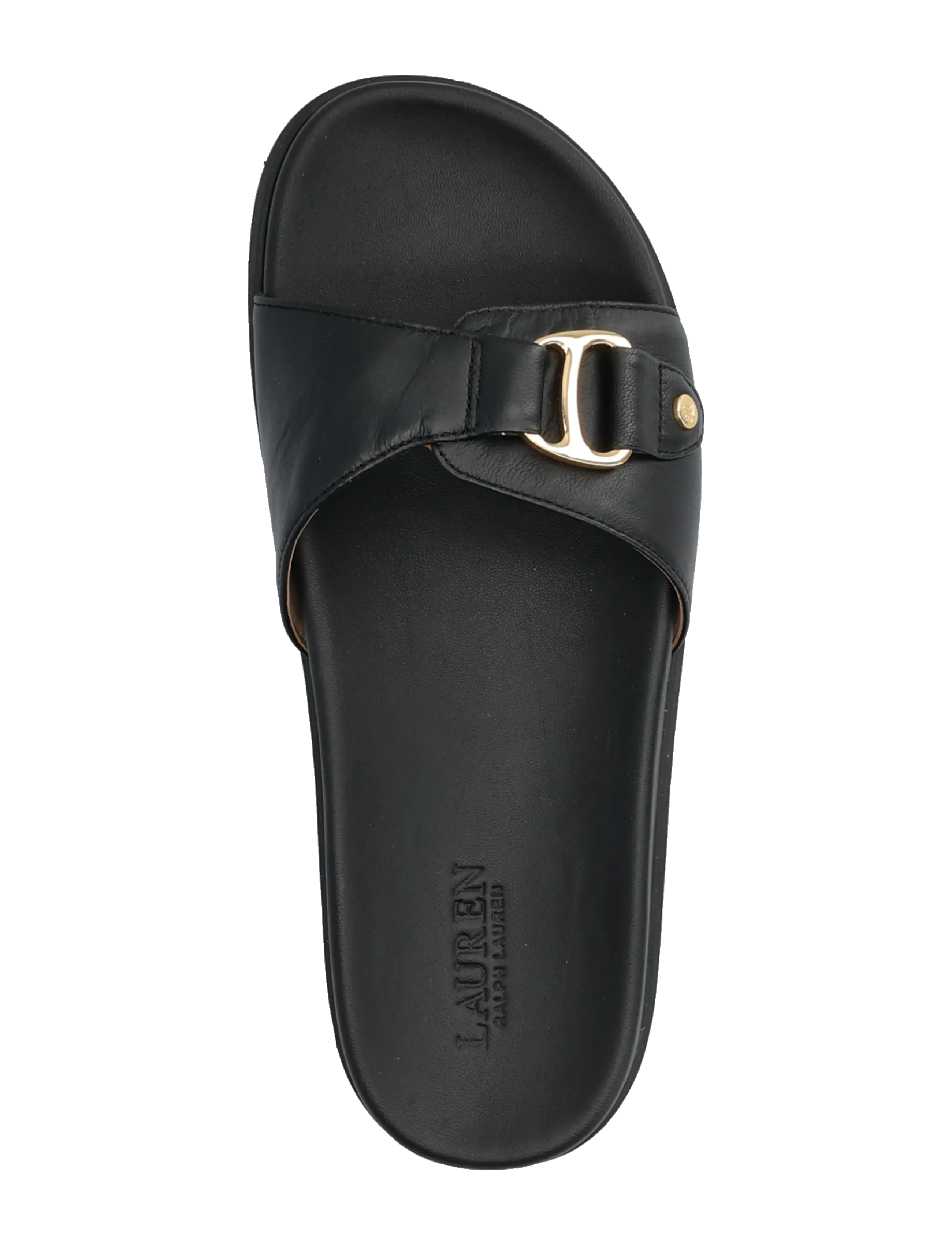 Lauren Ralph Lauren - Tasha Leather Slide Sandal - flade sandaler - black - 3