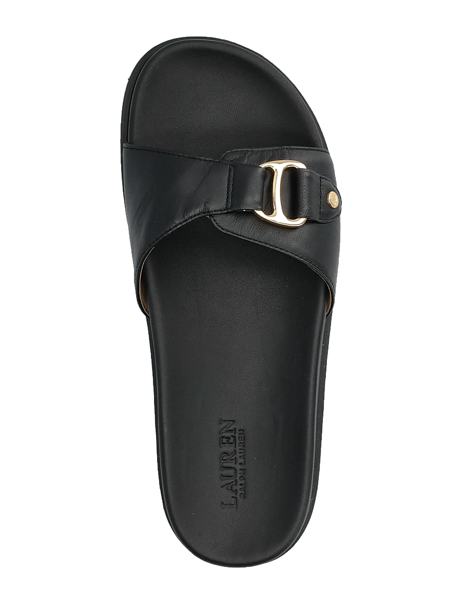Lauren Ralph Lauren - Tasha Leather Slide Sandal - flade sandaler - black - 3