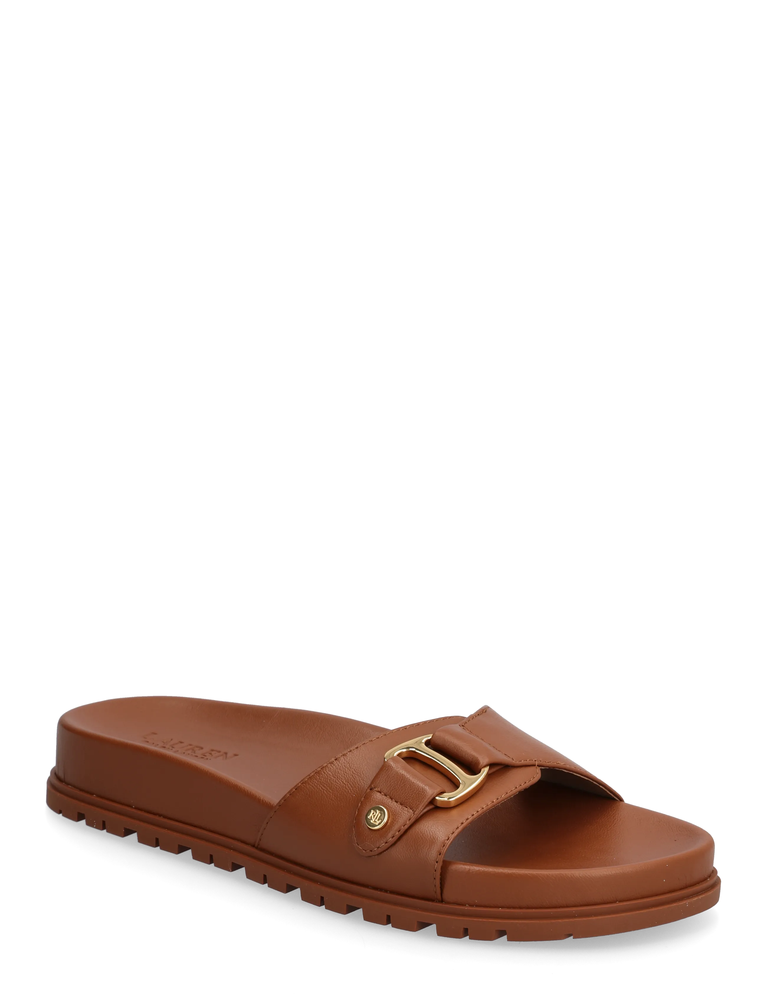 Lauren Ralph Lauren Tasha Leather Slide Sandal, 39, Brown, Sandaler > Flade Sandals, Dame