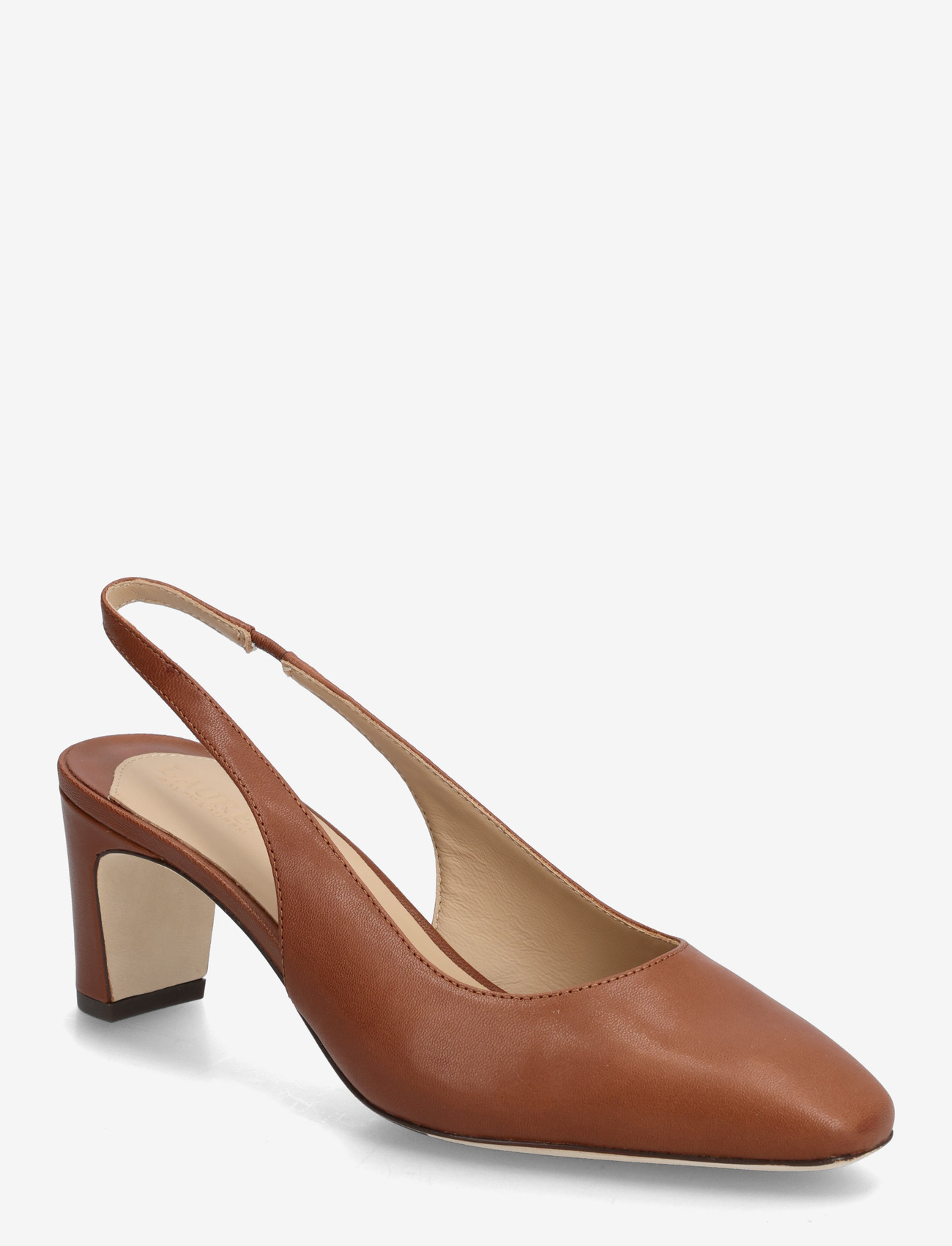 Lauren Ralph Lauren - Klaire Leather Slingback Pump - slingbacks mit absatz - lauren tan - 0