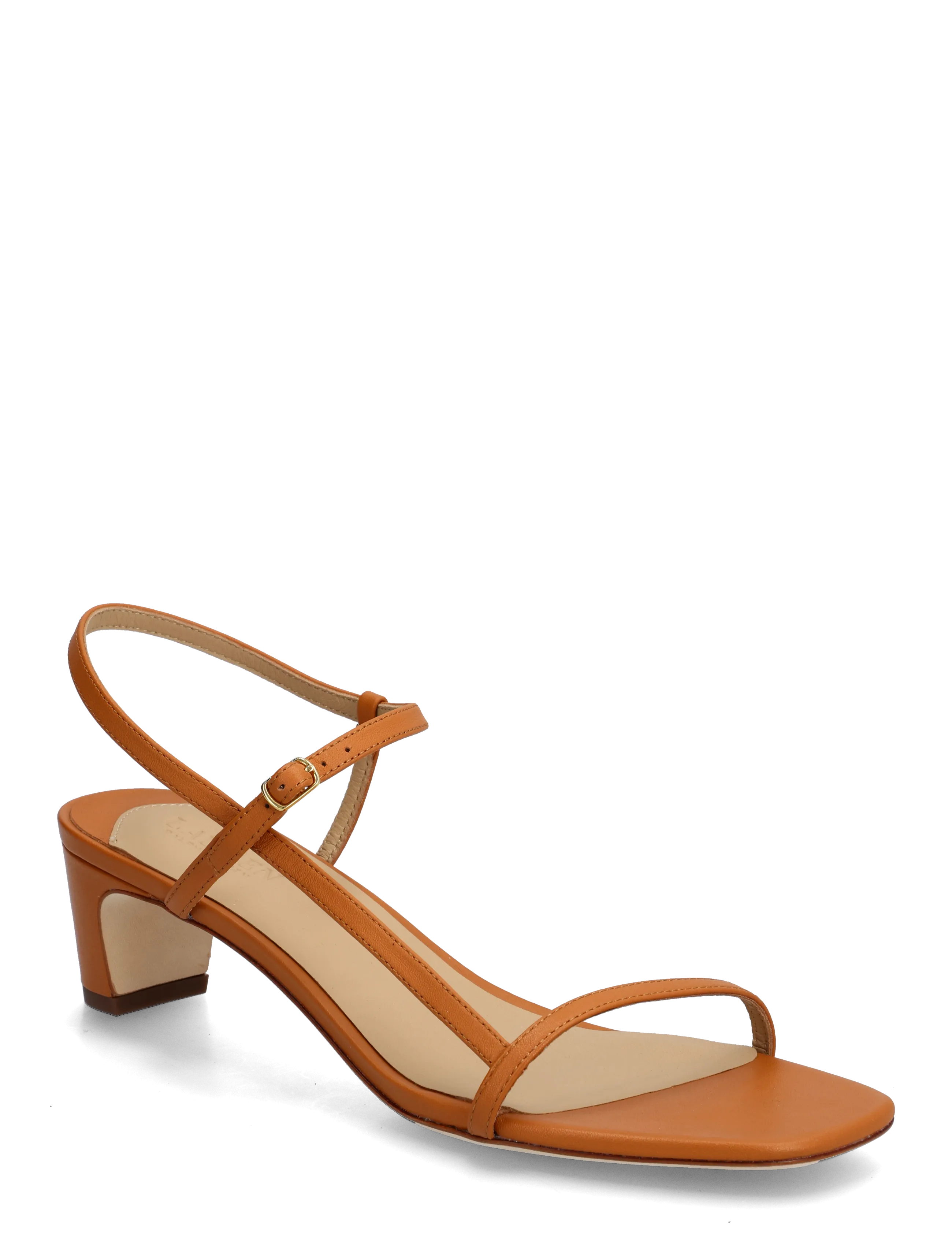 Lauren Ralph Lainee Mid-Heel Nappa Leather Sandal, 39, Heels, Braun - Heeled Sandals, Frauen