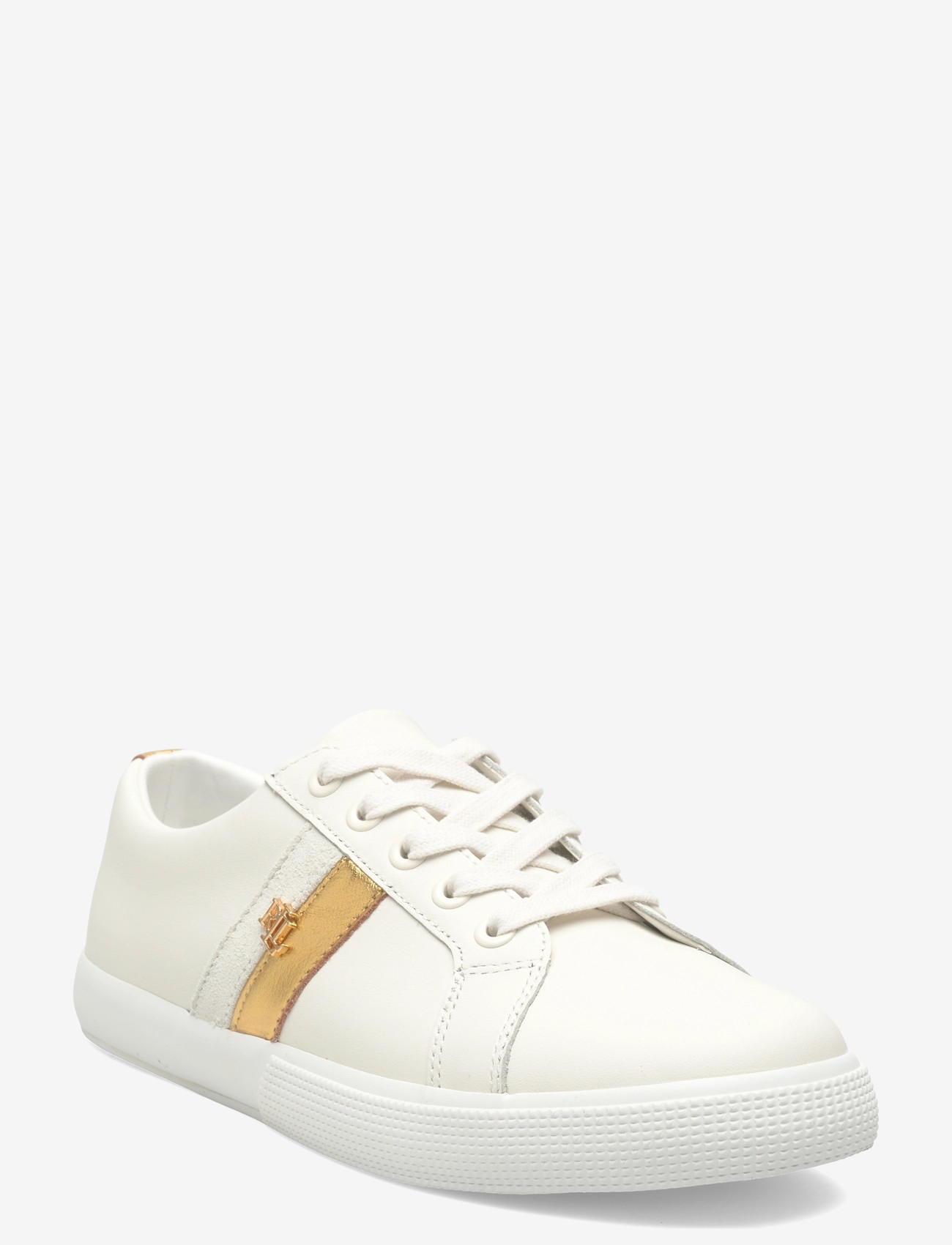 Lauren Ralph Lauren - Janson II Metallic-Trim Leather Sneaker - niedrige sneakers - snw wht/modern go - 0