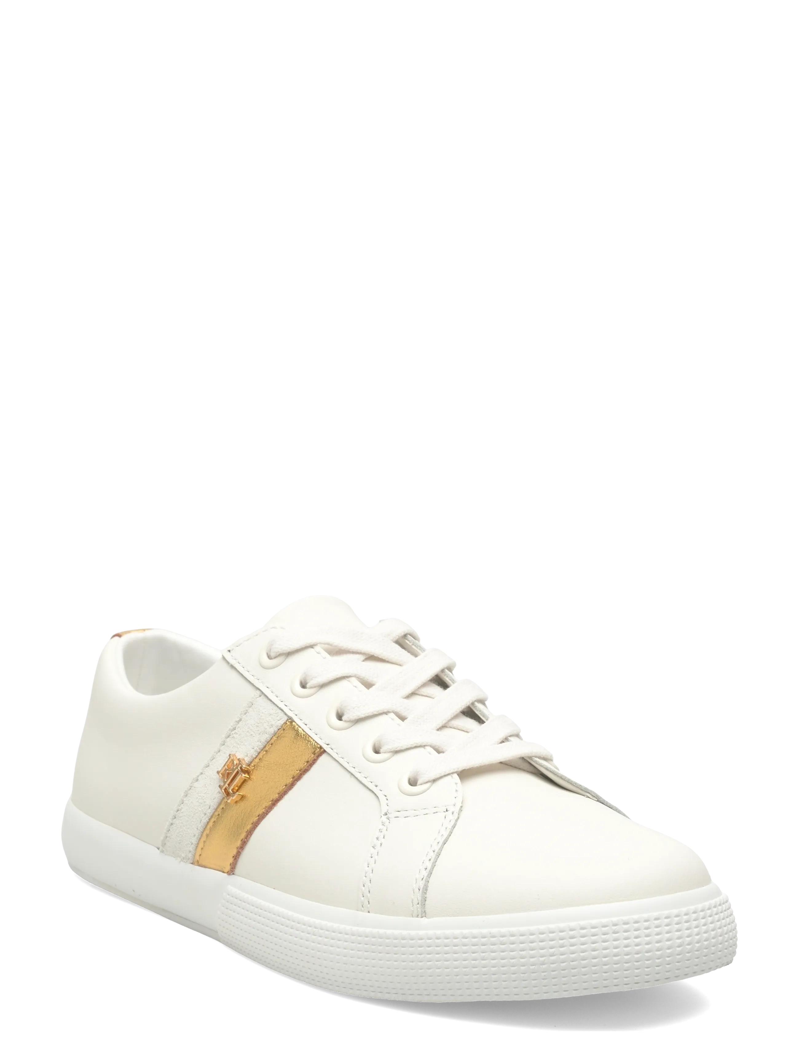 Lauren Ralph Lauren Janson II Metallic-Trim Leather Sneaker - Nyheder - SNW WHT/MODERN GO / white
