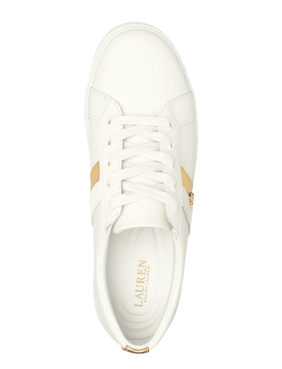 Lauren Ralph Lauren - Janson II Metallic-Trim Leather Sneaker - konfirmation - snw wht/modern go - 3