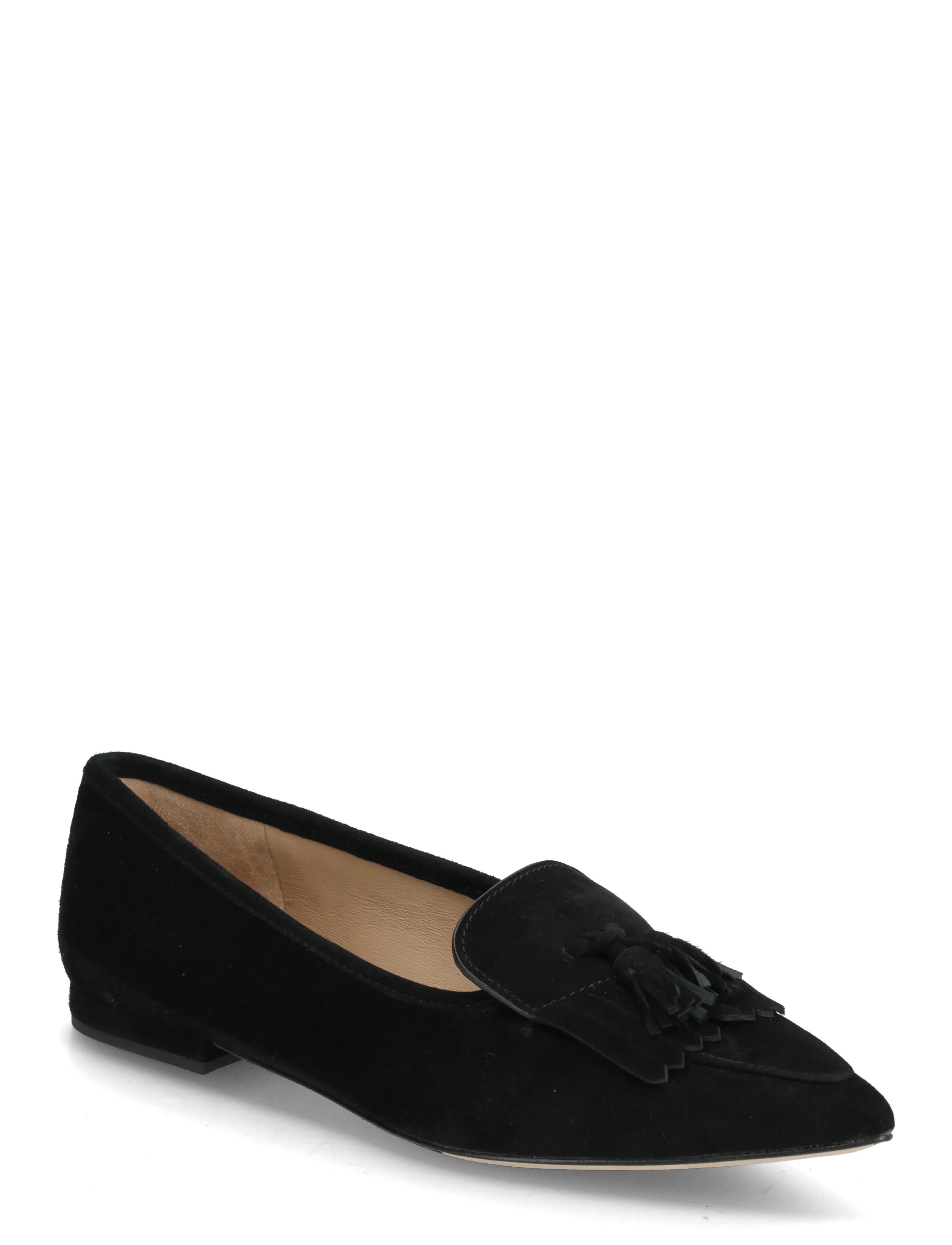 Londyn Sheep-Suede Kiltie Ballet Flat - BLACK