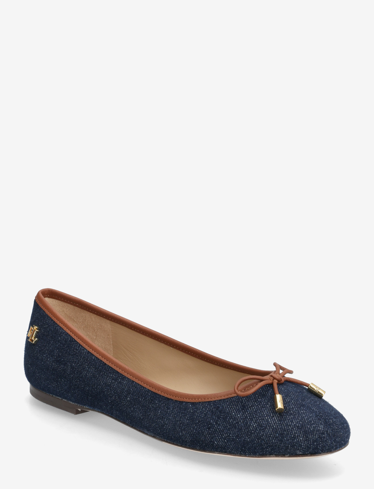 Lauren Ralph Lauren - Jayna Leather-Trim Denim Flat - vayra wash/lauren - 0