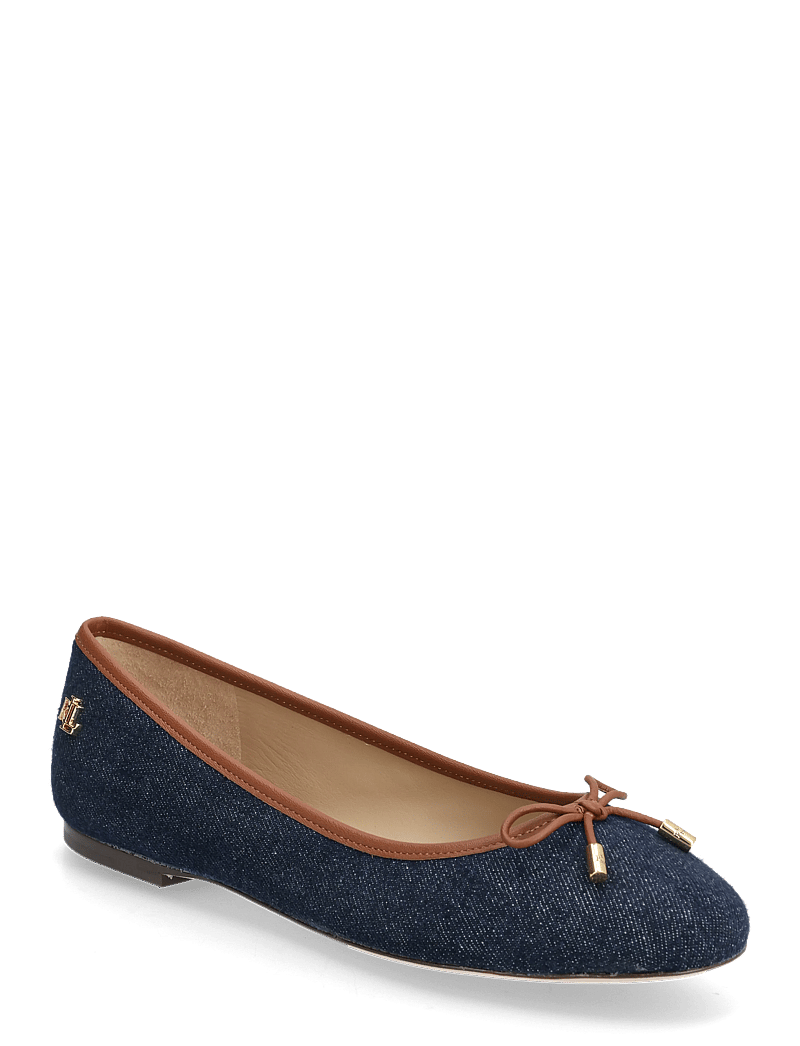 Lauren Ralph Lauren - Jayna Leather-Trim Denim Flat - vayra wash/lauren - 0