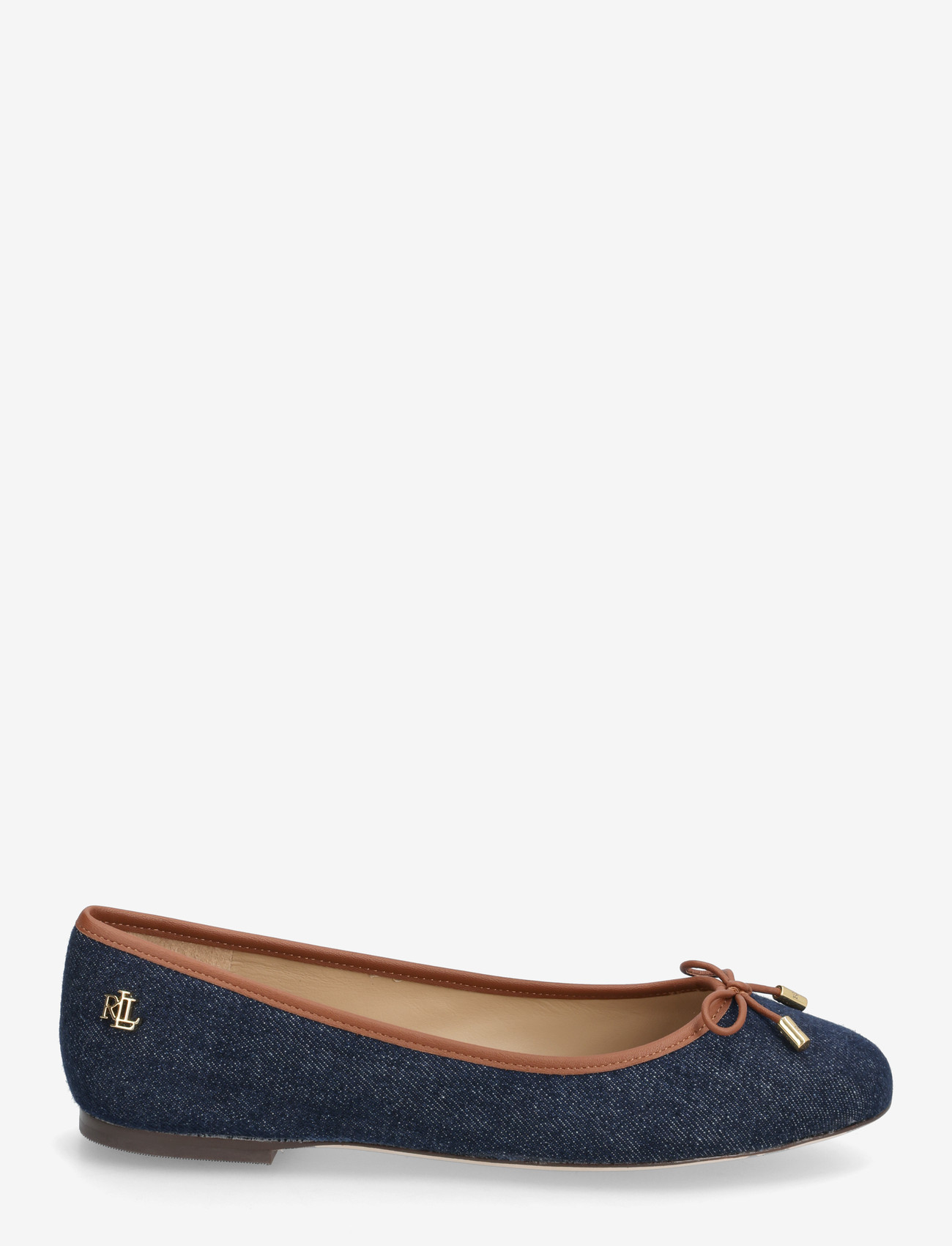 Lauren Ralph Lauren - Jayna Leather-Trim Denim Flat - vayra wash/lauren - 1