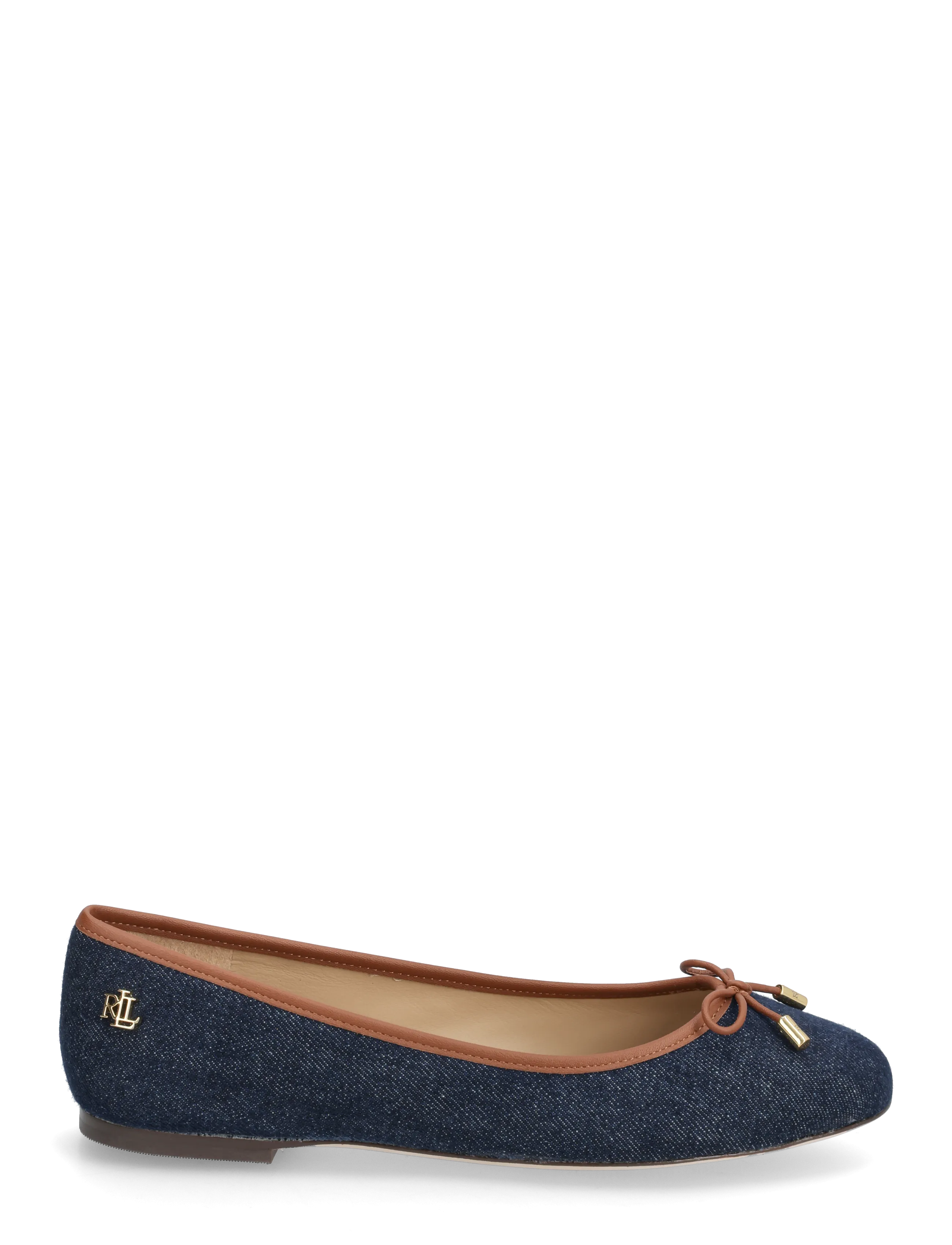 Lauren Ralph Lauren - Jayna Leather-Trim Denim Flat - vayra wash/lauren - 1