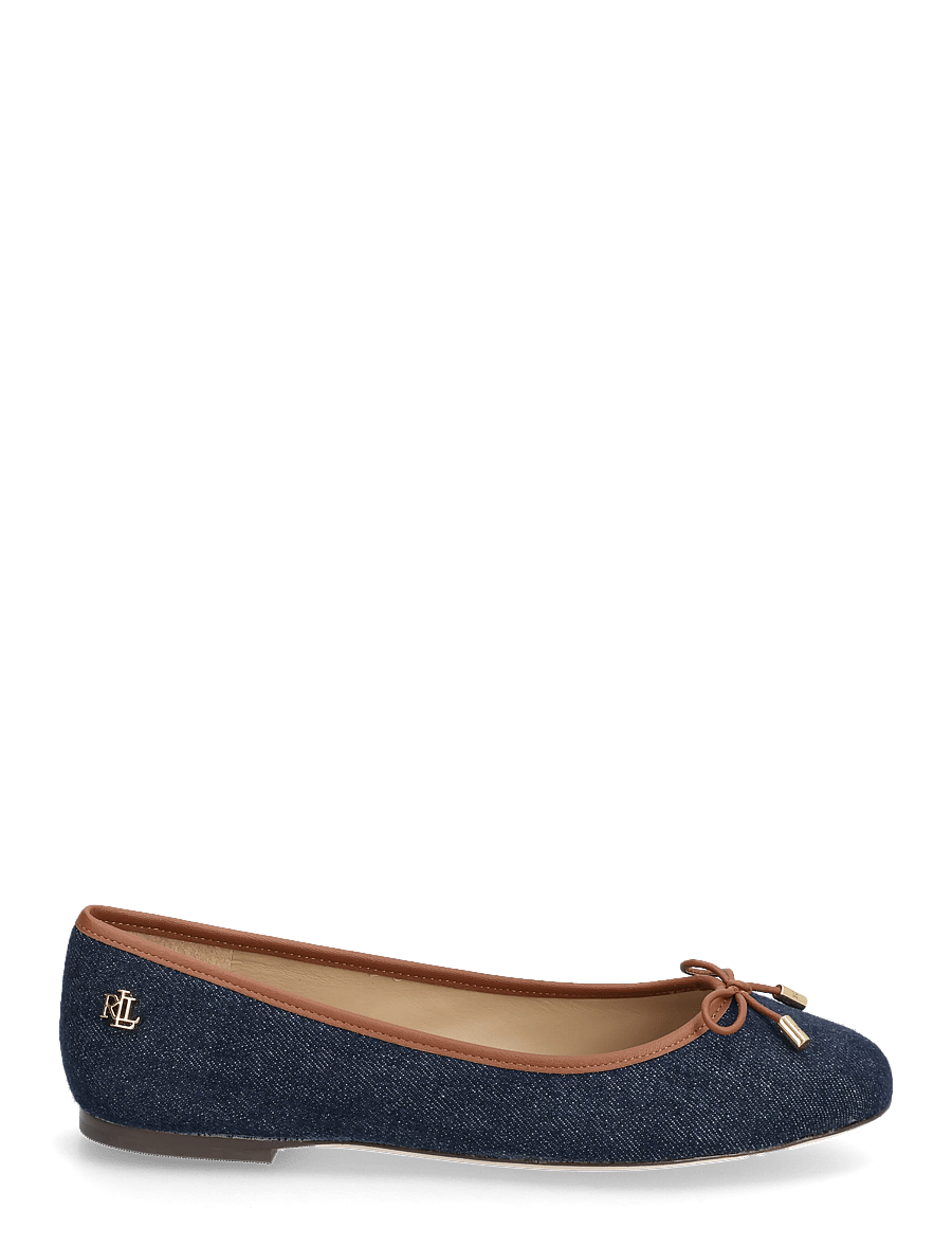 Lauren Ralph Lauren - Jayna Leather-Trim Denim Flat - besondere anlässe - vayra wash/lauren - 1