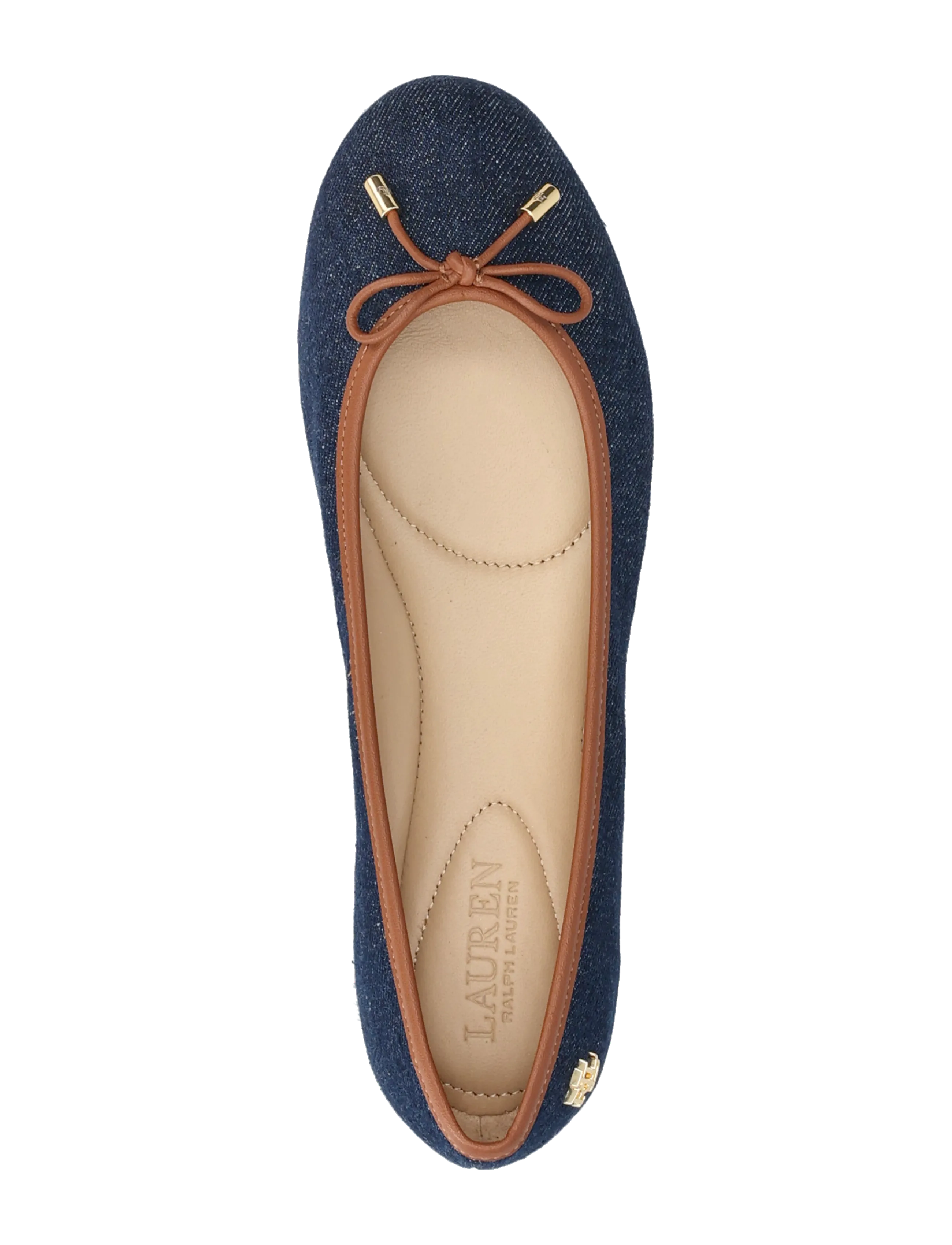 Lauren Ralph Lauren - Jayna Leather-Trim Denim Flat - vayra wash/lauren - 3