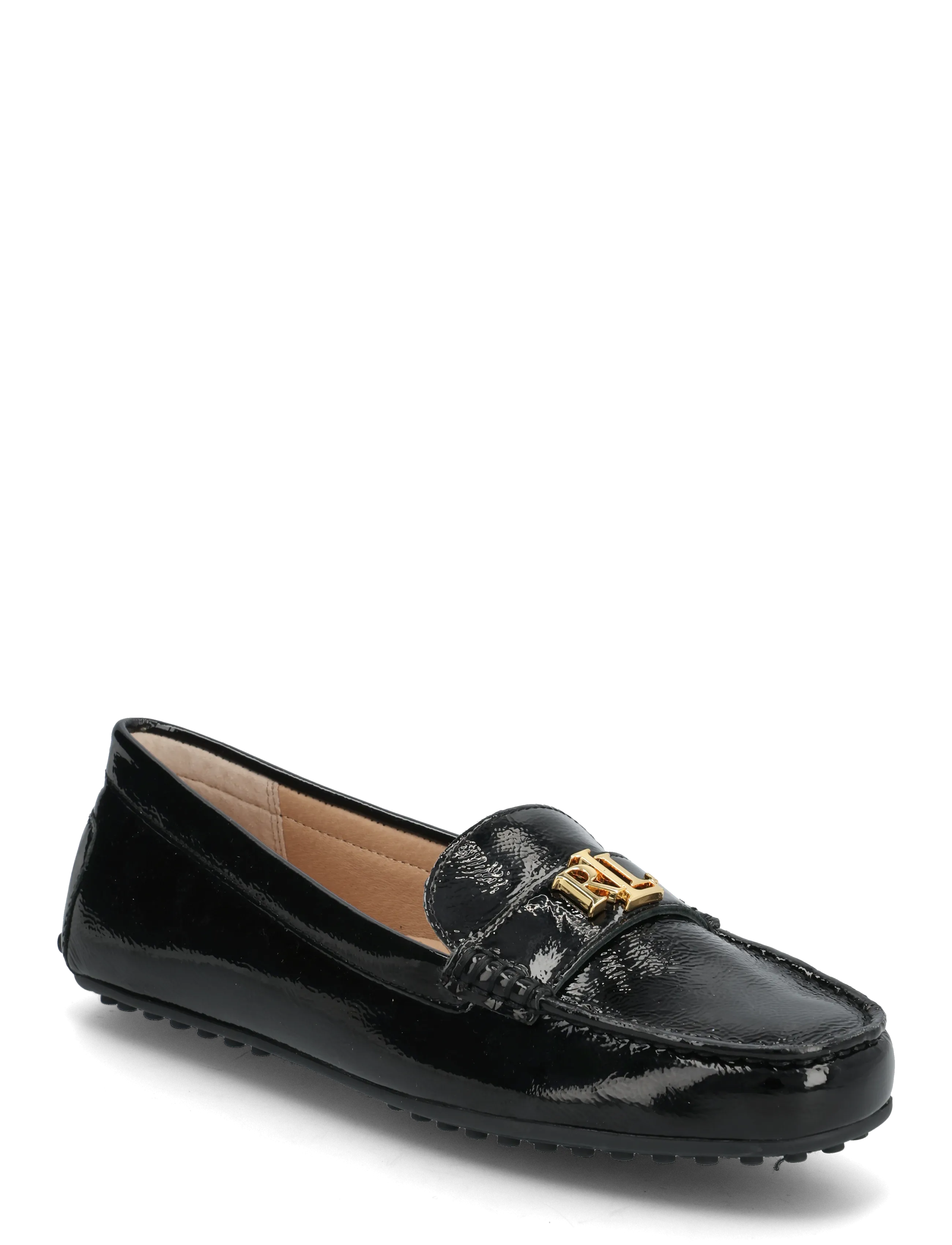 Lauren Ralph Lauren Crinkle Patent Lthr-Barnsbury-Fl-Cs, 41, Black, Loafers > Flat Loafers, Dame