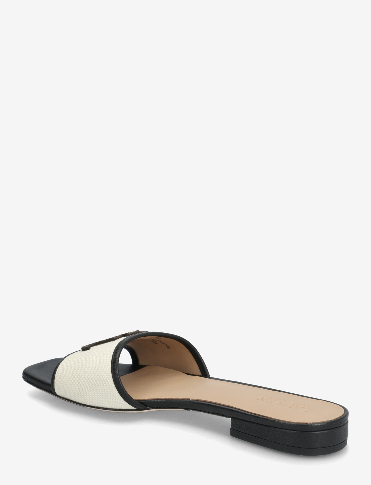 Lauren Ralph Lauren - Everley Leather-Trim Canvas Slide Sandal - flache sandalen - natural/black - 2
