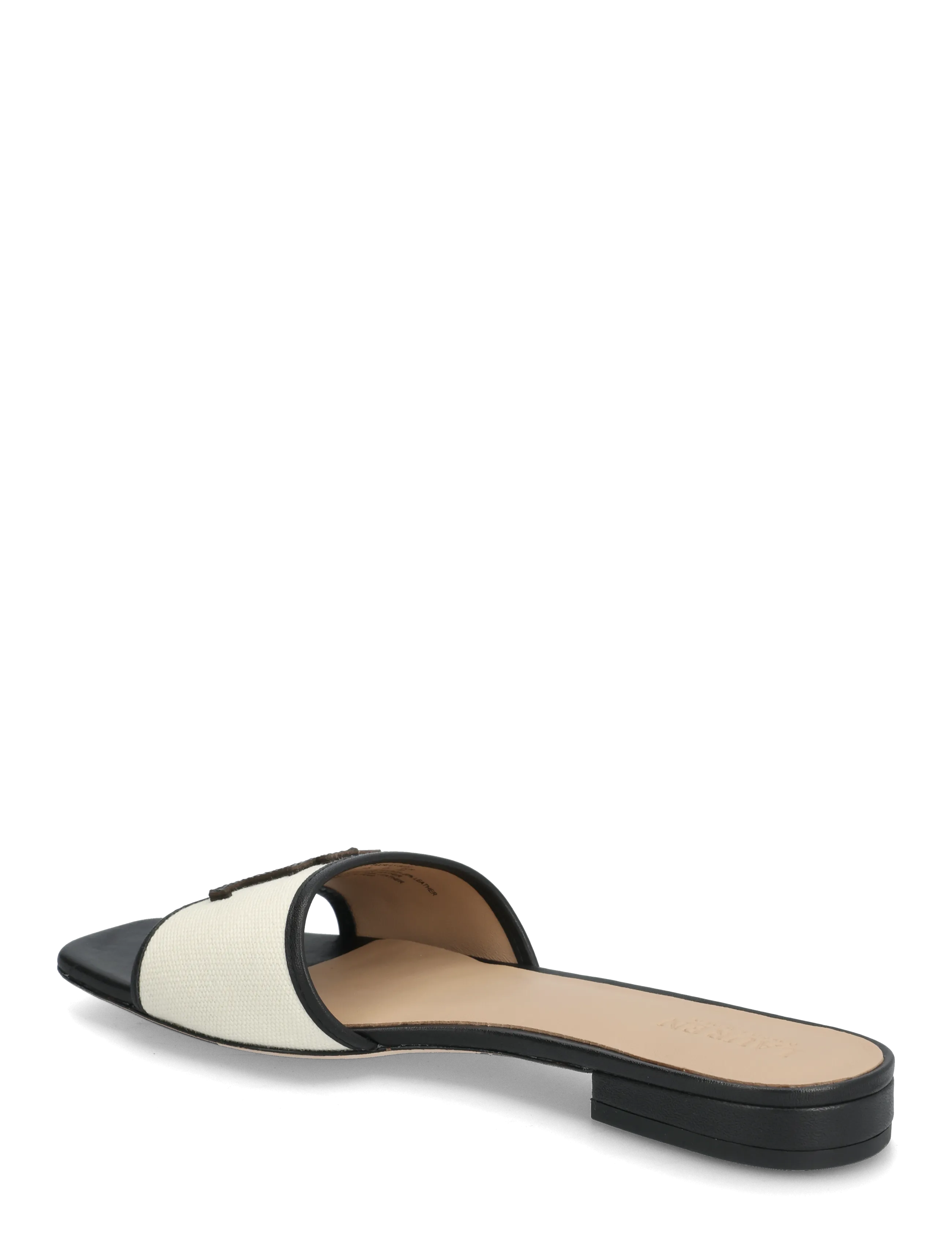 Lauren Ralph Lauren - CANVAS/SOFT NAPPA-EVERLEY SLD2-SN-S - flache pantoletten - natural/black - 2
