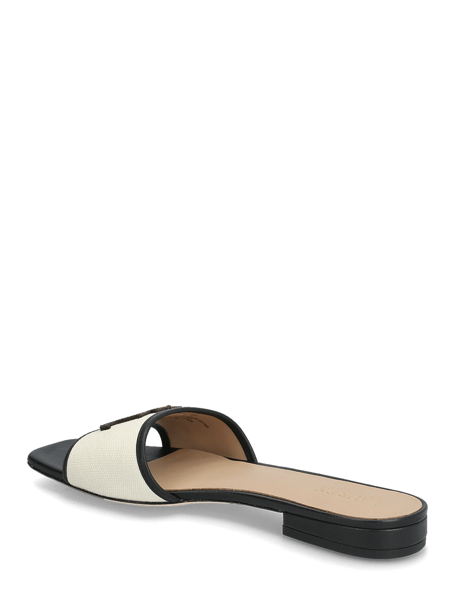 Lauren Ralph Lauren - CANVAS/SOFT NAPPA-EVERLEY SLD2-SN-S - flache pantoletten - natural/black - 2