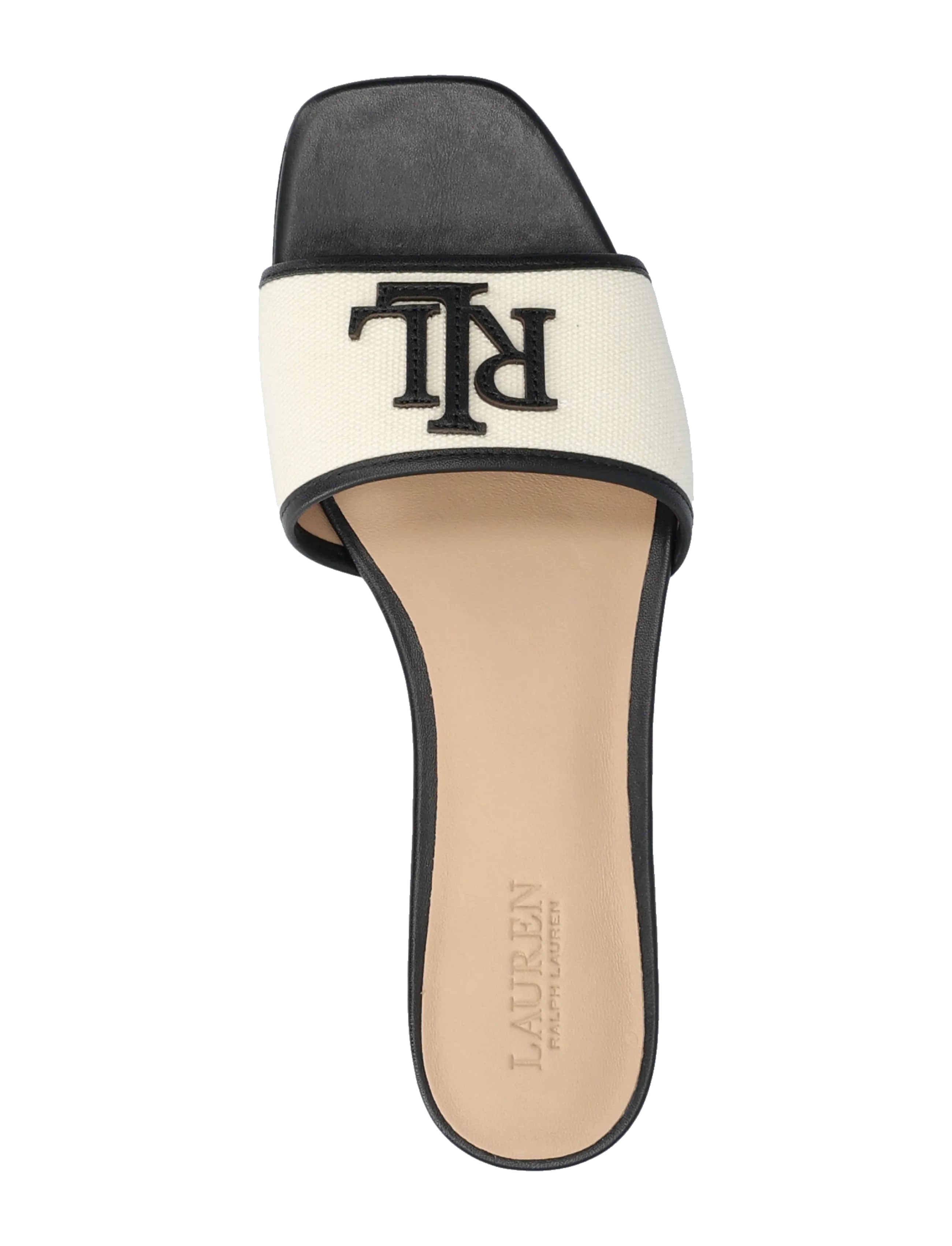Lauren Ralph Lauren - CANVAS/SOFT NAPPA-EVERLEY SLD2-SN-S - flache pantoletten - natural/black - 3
