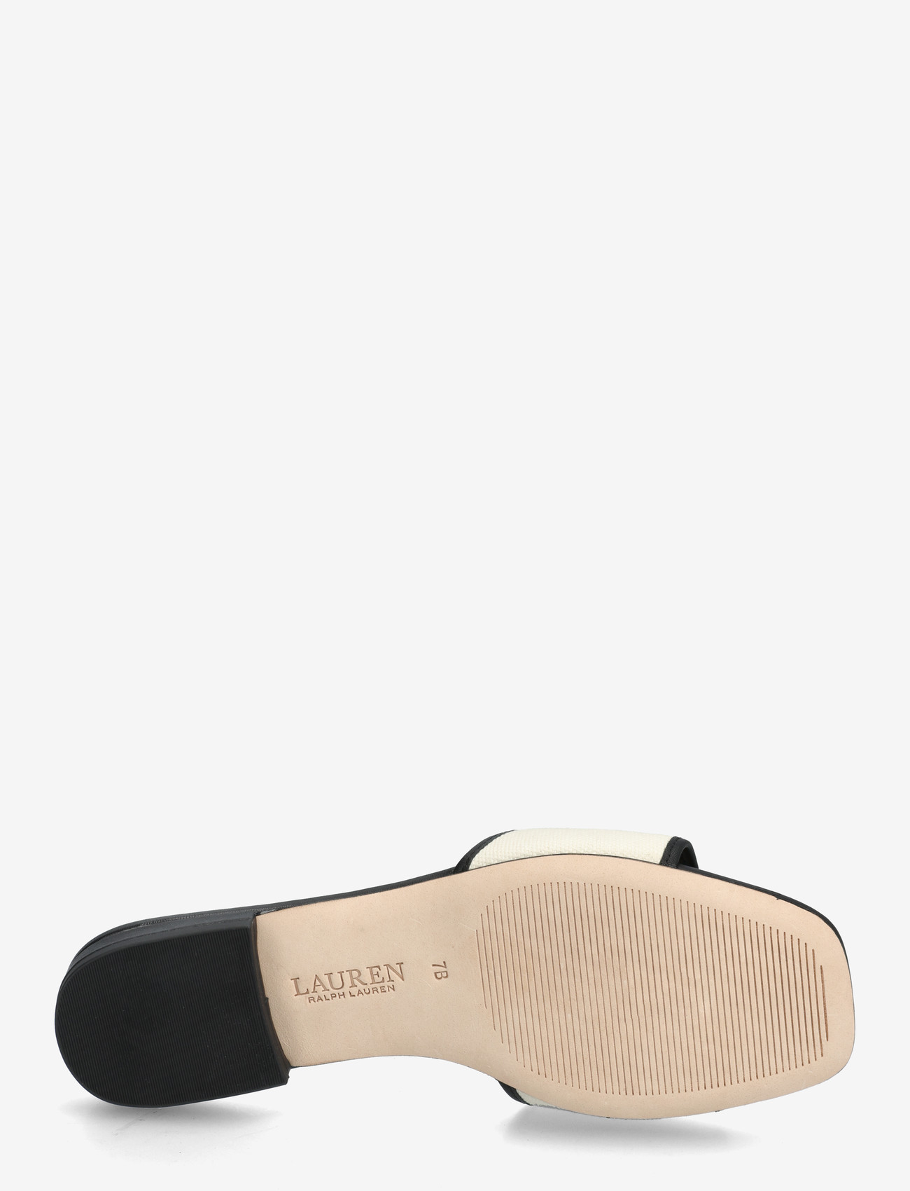 Lauren Ralph Lauren - Everley Leather-Trim Canvas Slide Sandal - flache sandalen - natural/black - 4
