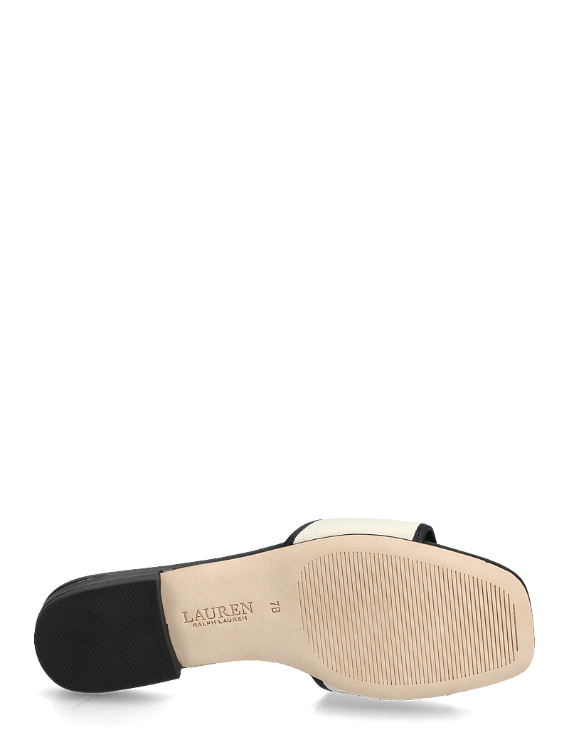 Lauren Ralph Lauren - Everley Leather-Trim Canvas Slide Sandal - flache sandalen - natural/black - 4