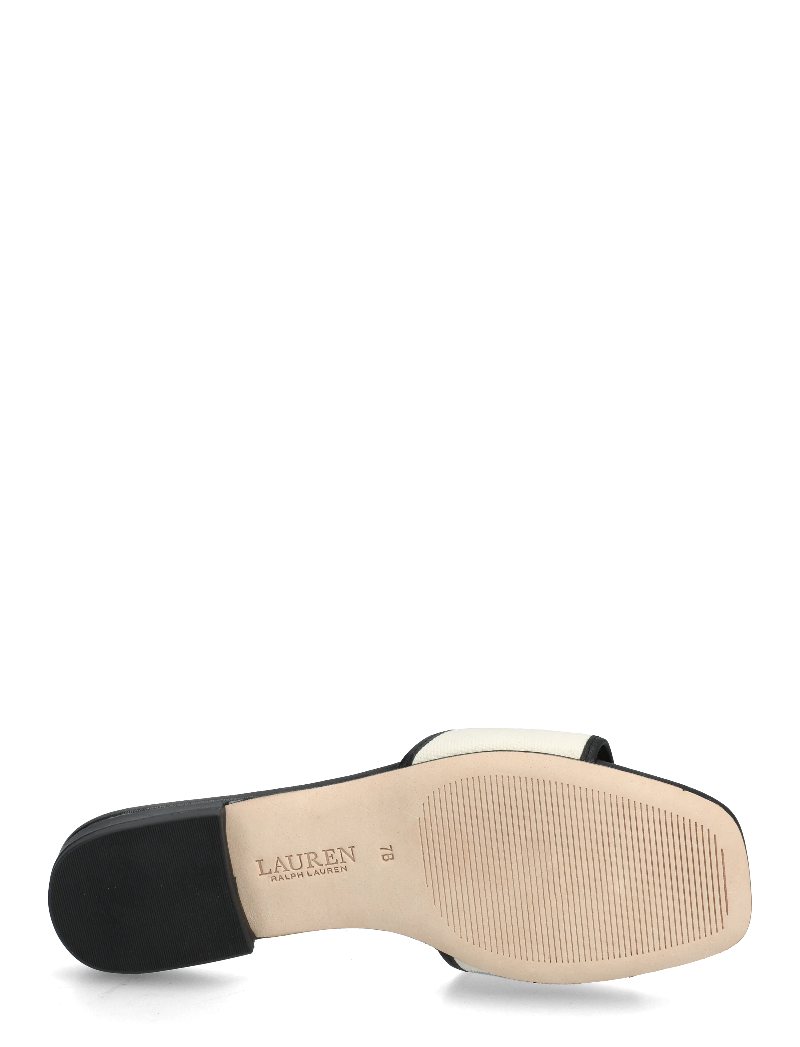 Lauren Ralph Lauren - CANVAS/SOFT NAPPA-EVERLEY SLD2-SN-S - flache pantoletten - natural/black - 4