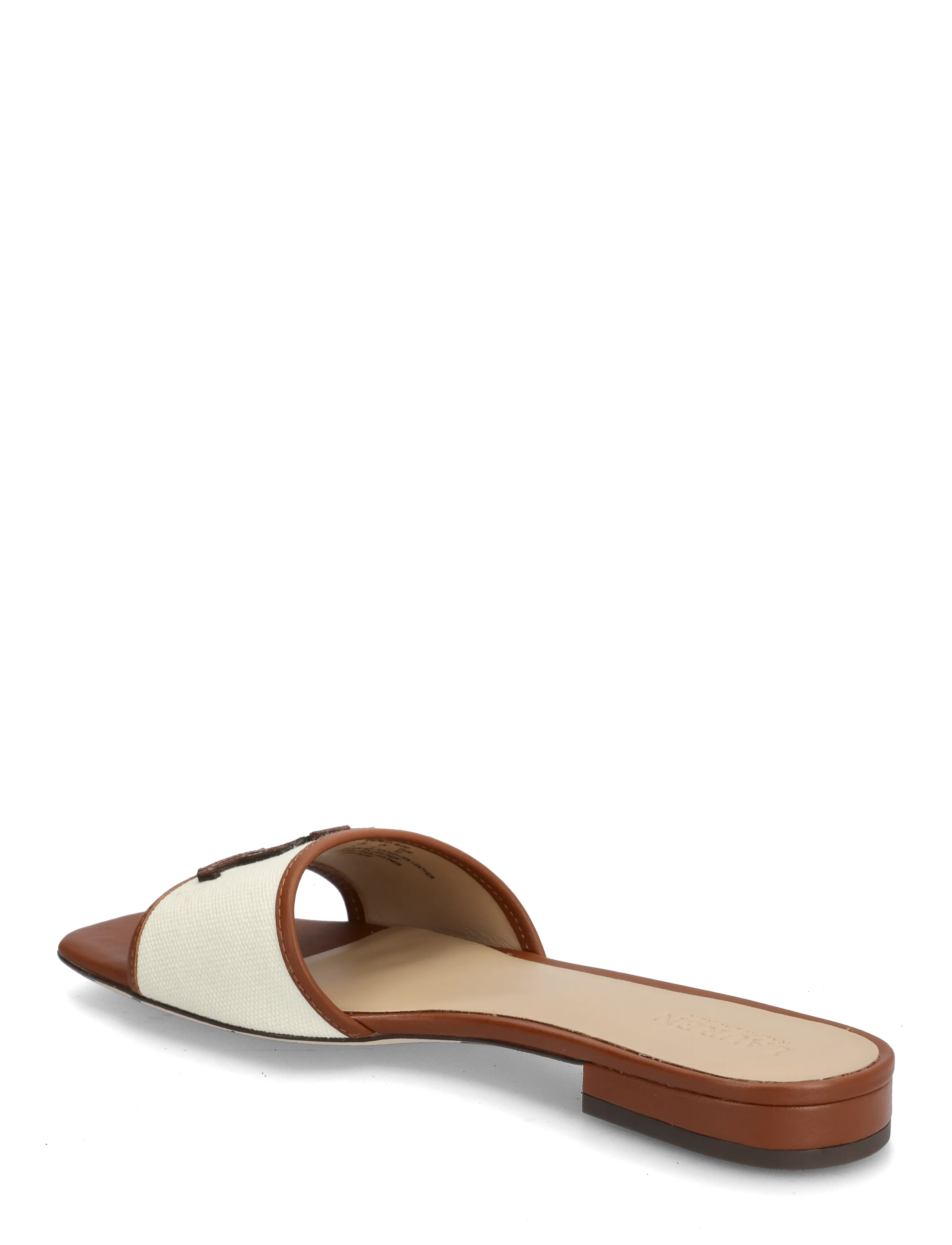 Lauren Ralph Lauren - Everley Leather-Trim Canvas Slide Sandal - flatbotna mules - natural/lauren ta - 2