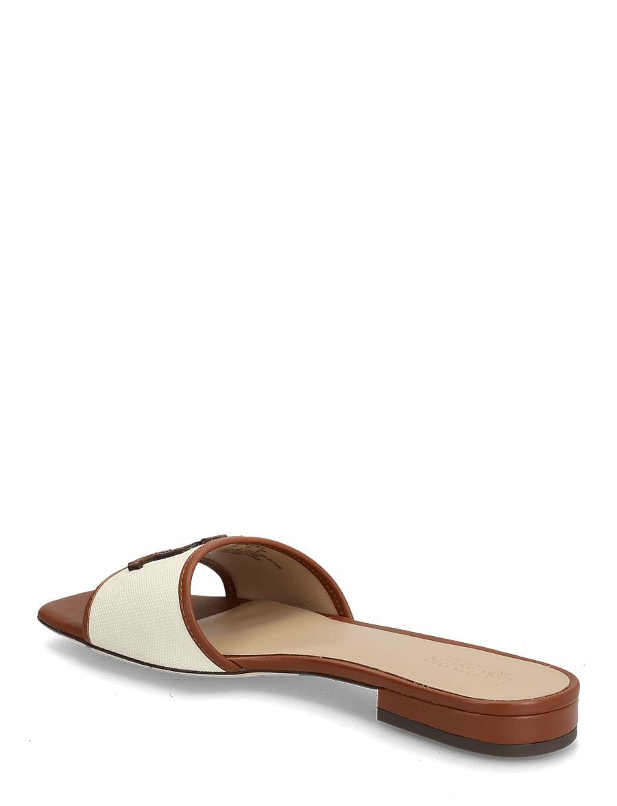Lauren Ralph Lauren - Everley Leather-Trim Canvas Slide Sandal - platte muiltjes - natural/lauren ta - 2