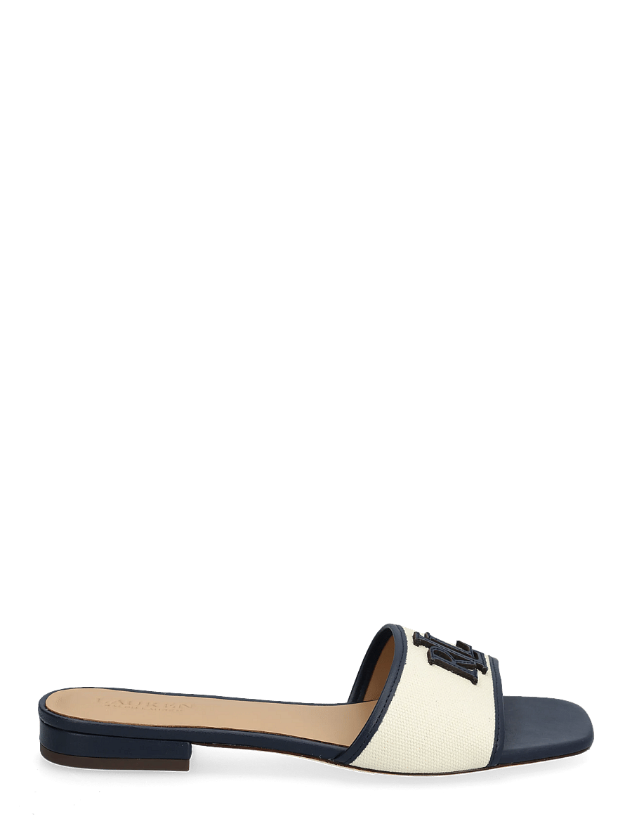 Lauren Ralph Lauren - Everley Leather-Trim Canvas Slide Sandal - flade mules - natural/refined n - 1