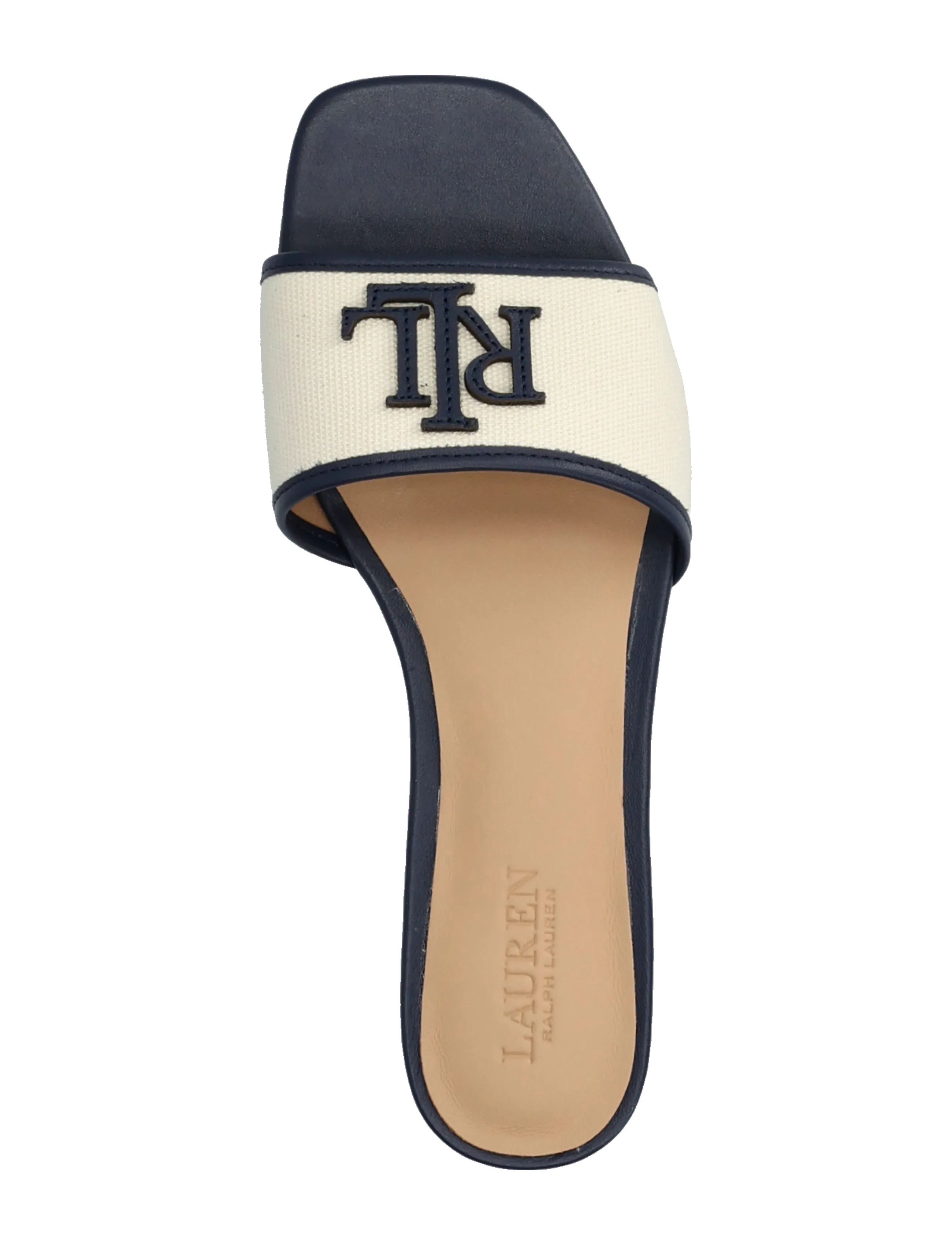 Lauren Ralph Lauren - Everley Leather-Trim Canvas Slide Sandal - flade mules - natural/refined n - 3