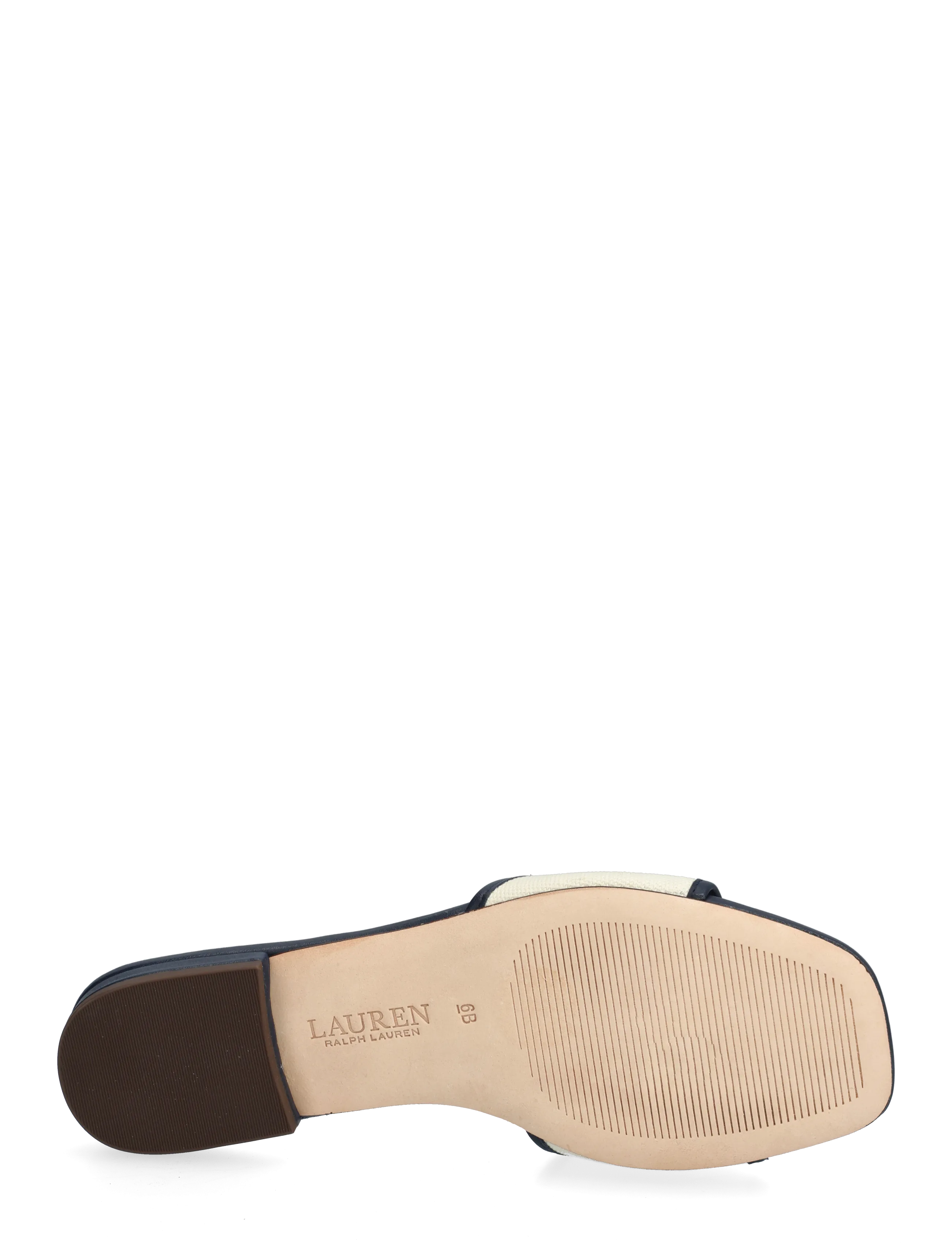 Lauren Ralph Lauren - Everley Leather-Trim Canvas Slide Sandal - flade mules - natural/refined n - 4
