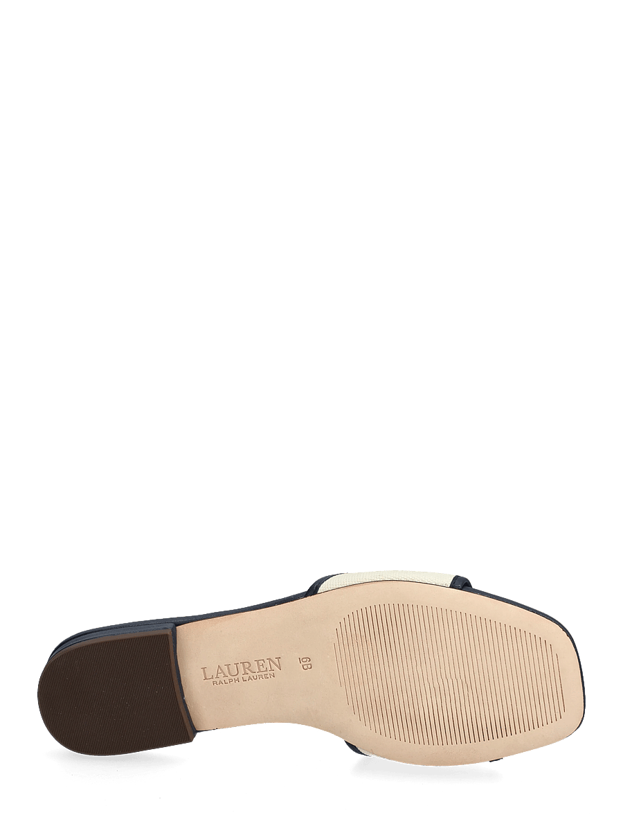 Lauren Ralph Lauren - Everley Leather-Trim Canvas Slide Sandal - flade mules - natural/refined n - 4
