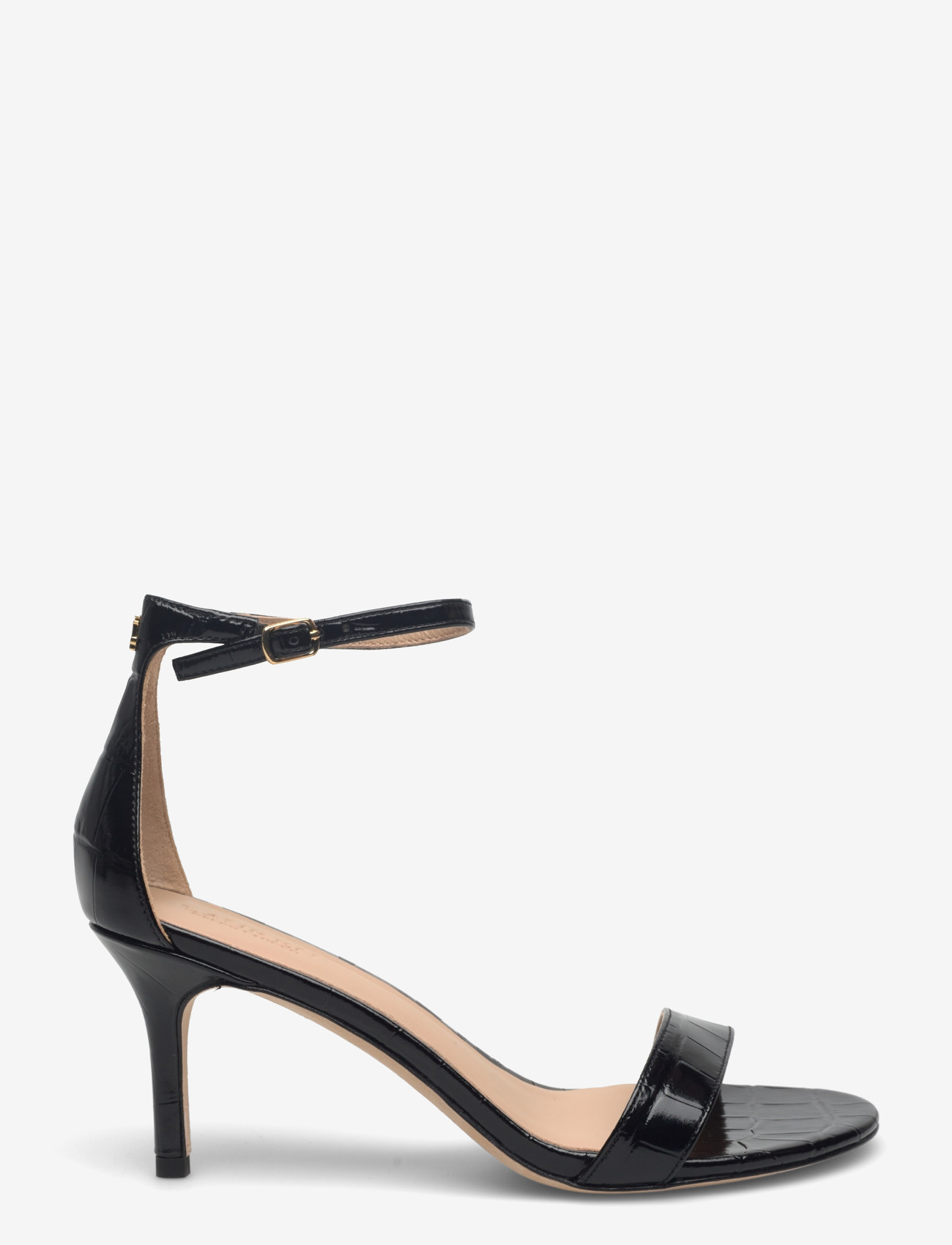 Lauren Ralph Lauren - Allie Mid-Heel Crocodile-Embossed Sandal - sandaler med hæl - black - 1