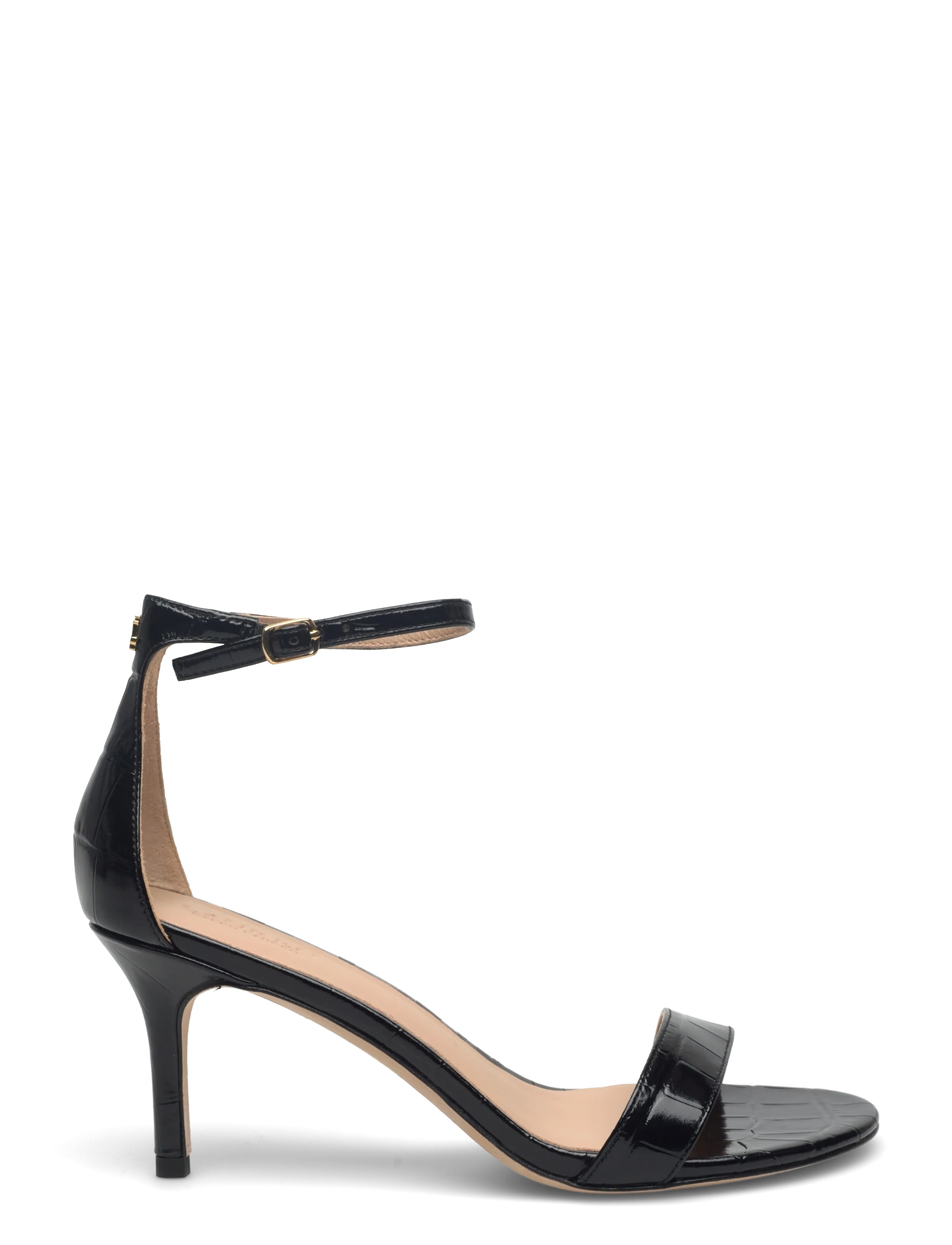 Lauren Ralph Lauren - Allie Mid-Heel Crocodile-Embossed Sandal - black - 1