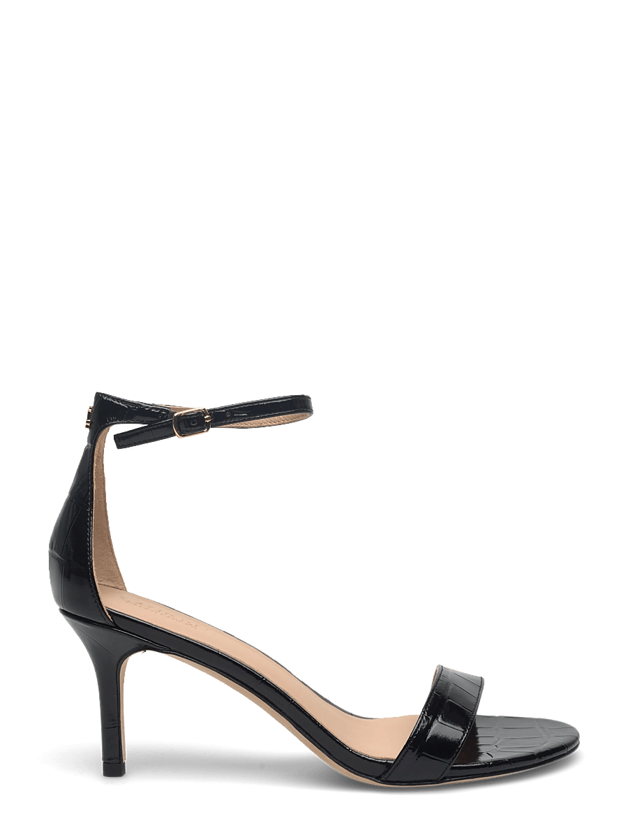 Lauren Ralph Lauren - Allie Mid-Heel Crocodile-Embossed Sandal - heeled sandals - black - 1