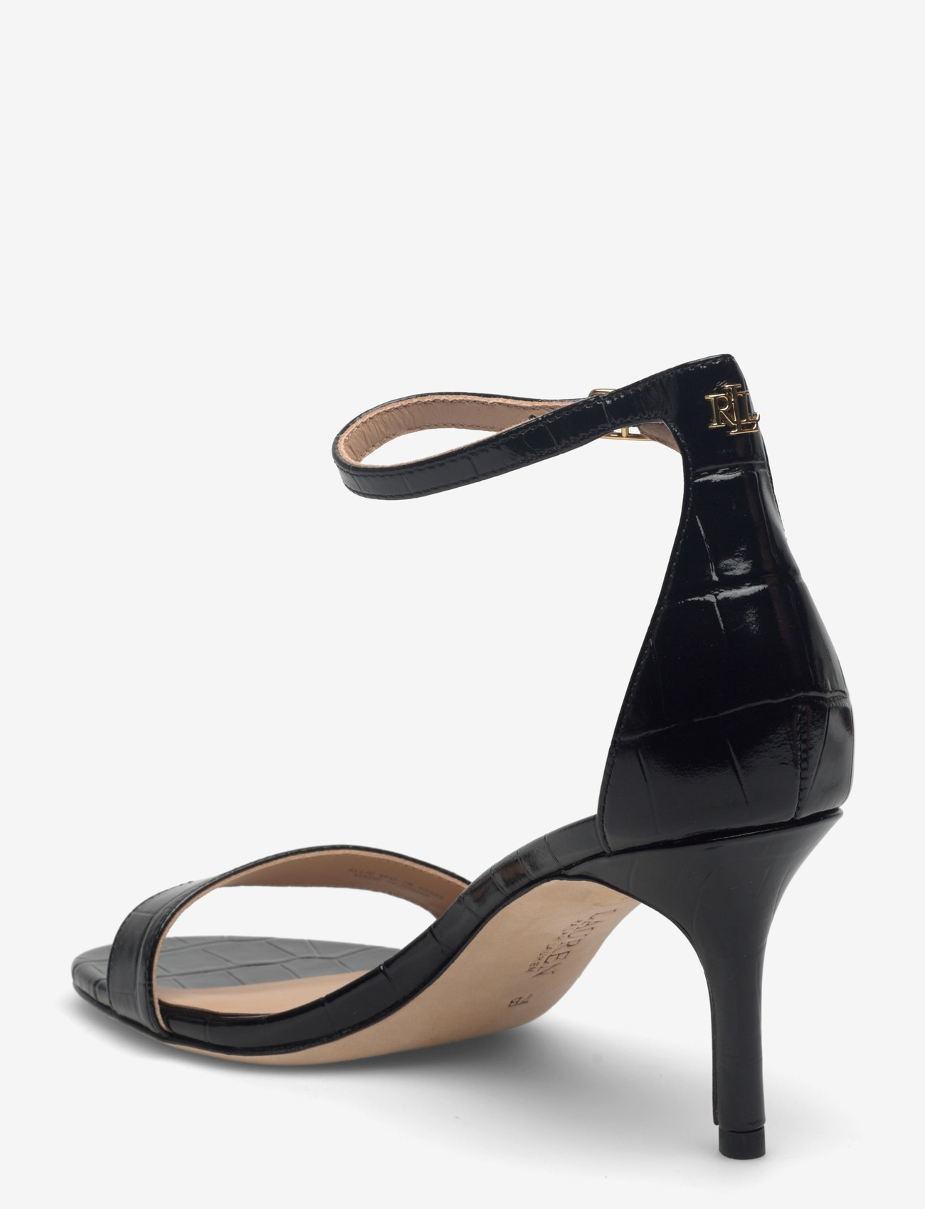 Lauren Ralph Lauren - Allie Mid-Heel Crocodile-Embossed Sandal - sandaler med hæl - black - 2