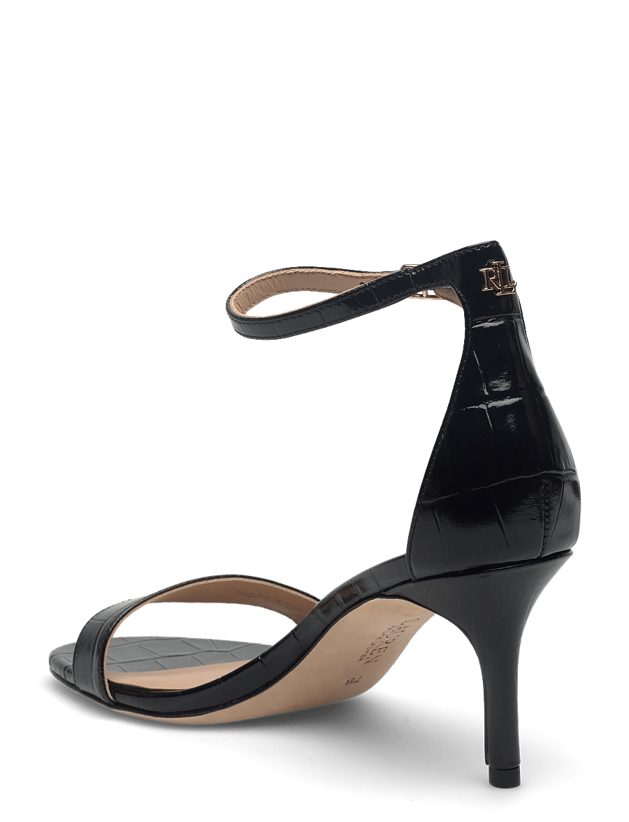 Lauren Ralph Lauren - Allie Mid-Heel Crocodile-Embossed Sandal - heeled sandals - black - 2
