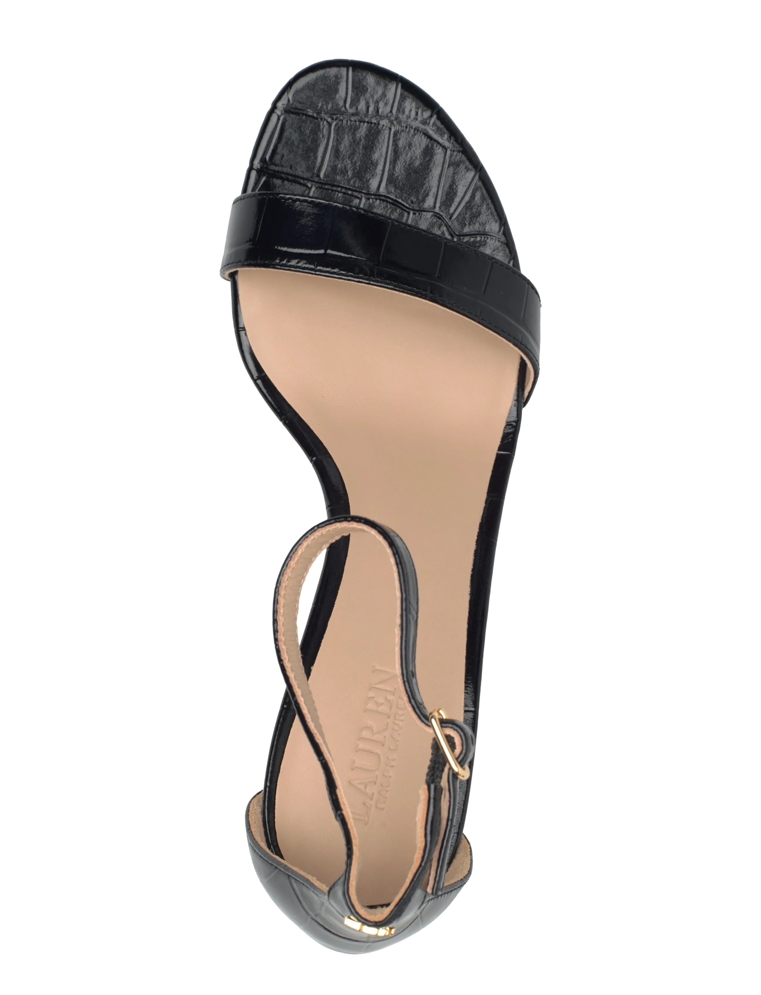Lauren Ralph Lauren - Allie Mid-Heel Crocodile-Embossed Sandal - black - 3