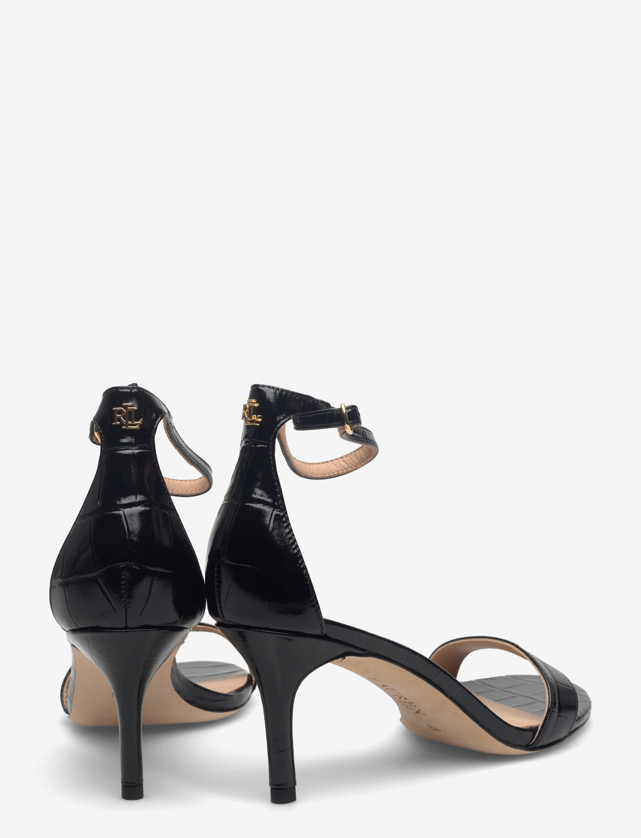 Lauren Ralph Lauren - Allie Mid-Heel Crocodile-Embossed Sandal - sandaler med hæl - black - 4