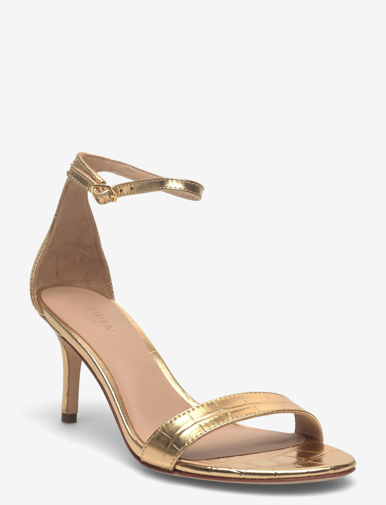Lauren Ralph Lauren - Allie Mid-Heel Metallic Embossed Sandal - sandaletter - modern gold - 0