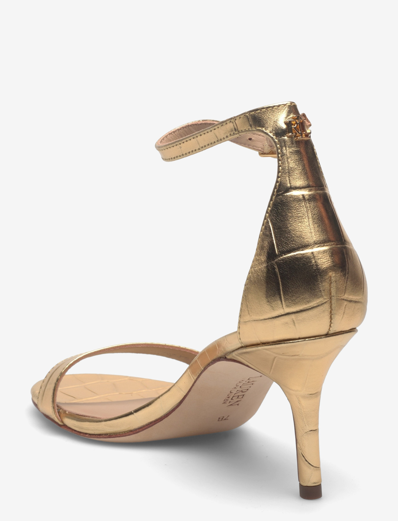 Lauren Ralph Lauren - Allie Mid-Heel Metallic Embossed Sandal - sandaletter - modern gold - 2