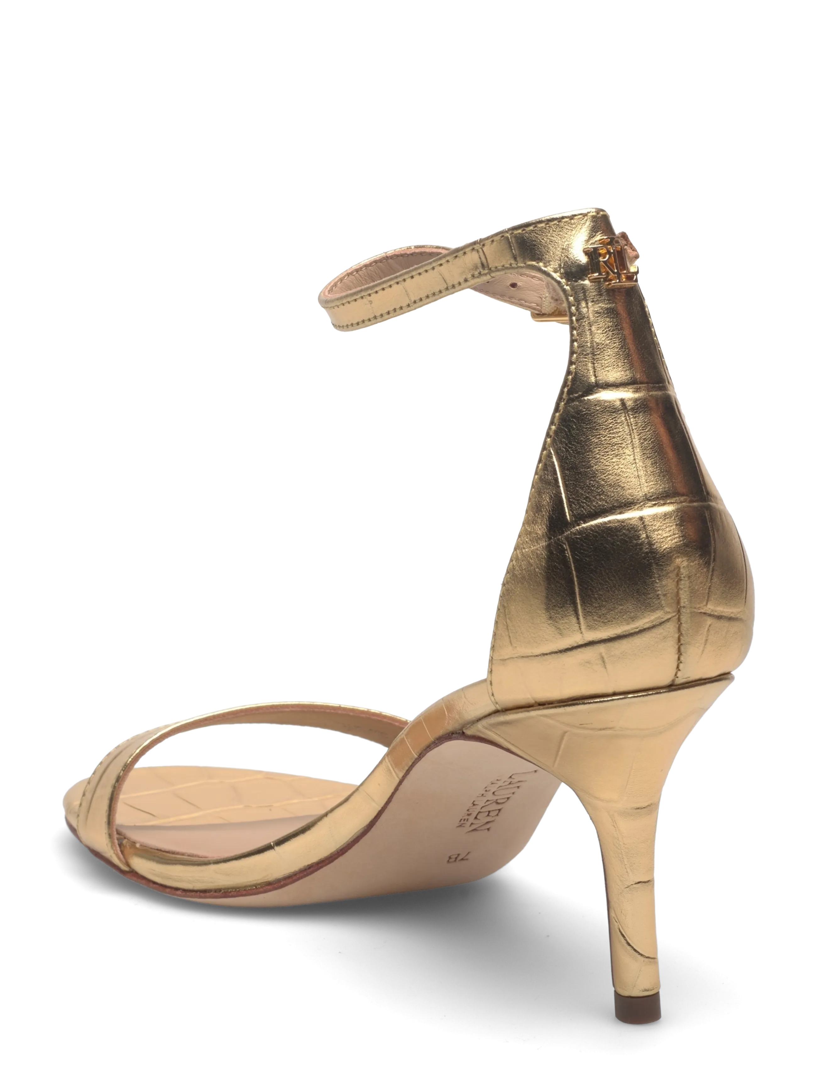 Lauren Ralph Lauren - Allie Mid-Heel Metallic Embossed Sandal - kontsaga sandaalid - modern gold - 2
