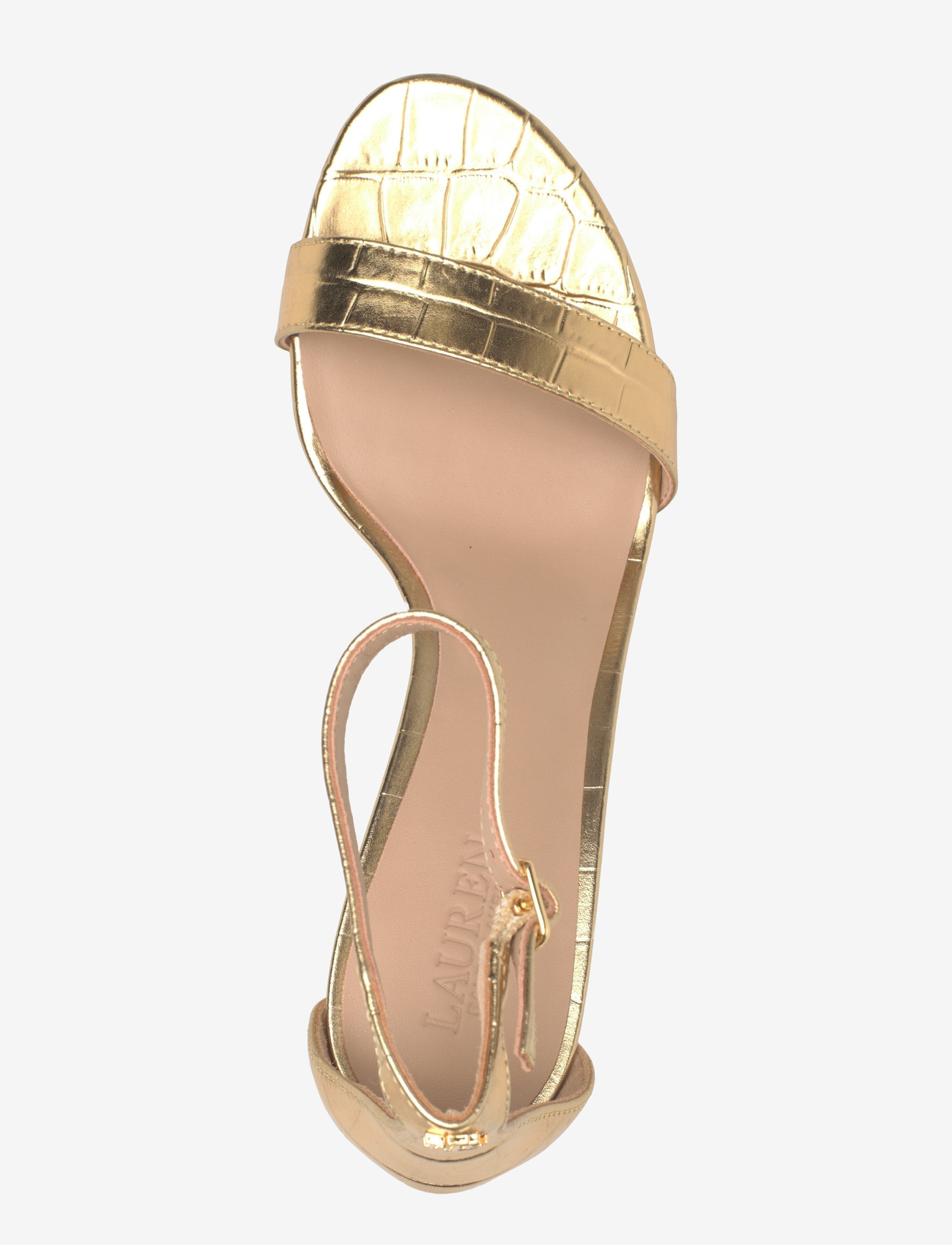 Lauren Ralph Lauren - Allie Mid-Heel Metallic Embossed Sandal - sandaletter - modern gold - 3