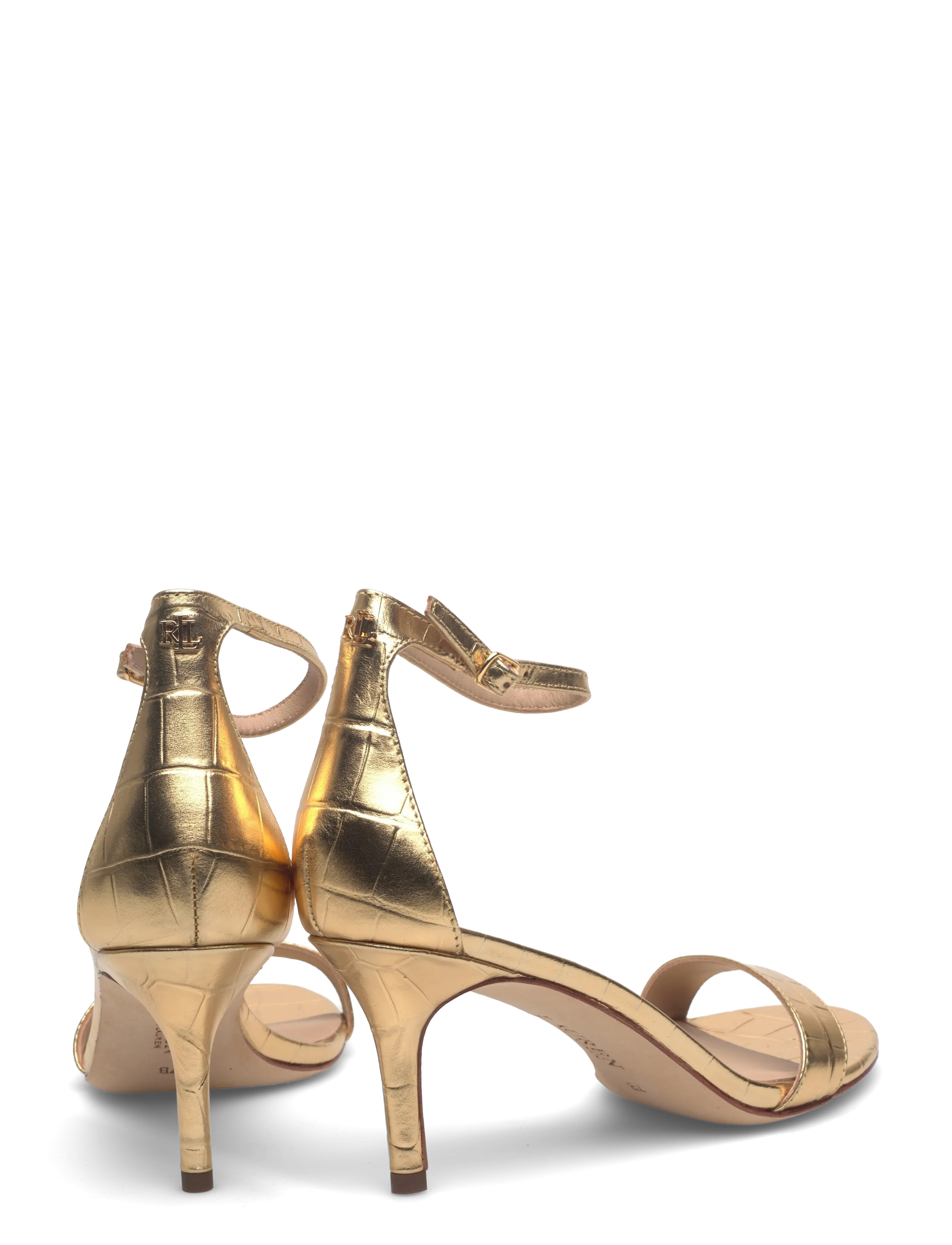 Lauren Ralph Lauren - Allie Mid-Heel Metallic Embossed Sandal - kontsaga sandaalid - modern gold - 4