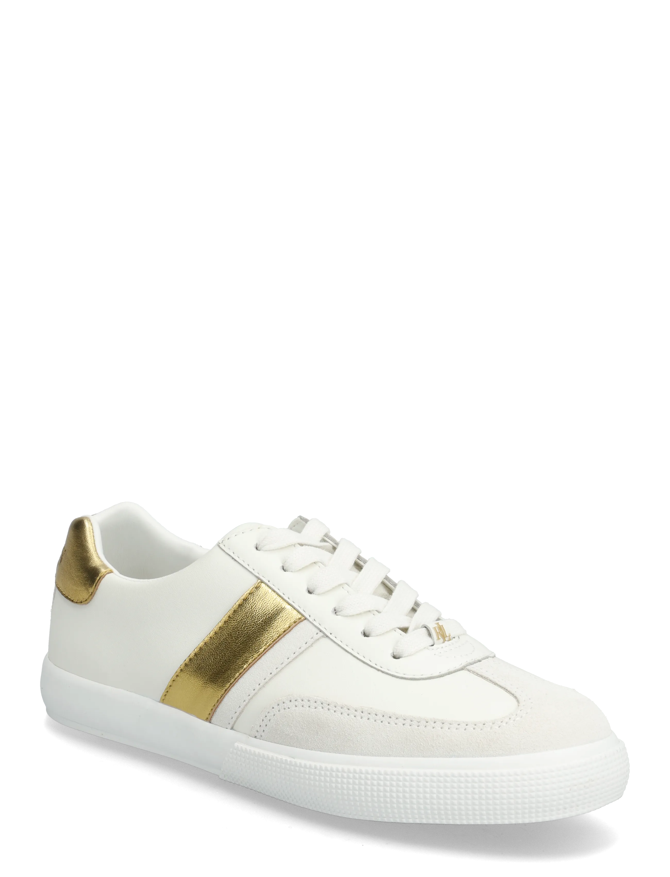 Lauren Ralph Lauren Braylee Metallic-Trim Leather Sneaker - Transitional Layering - SNW WHT/BIANCO/MO / white
