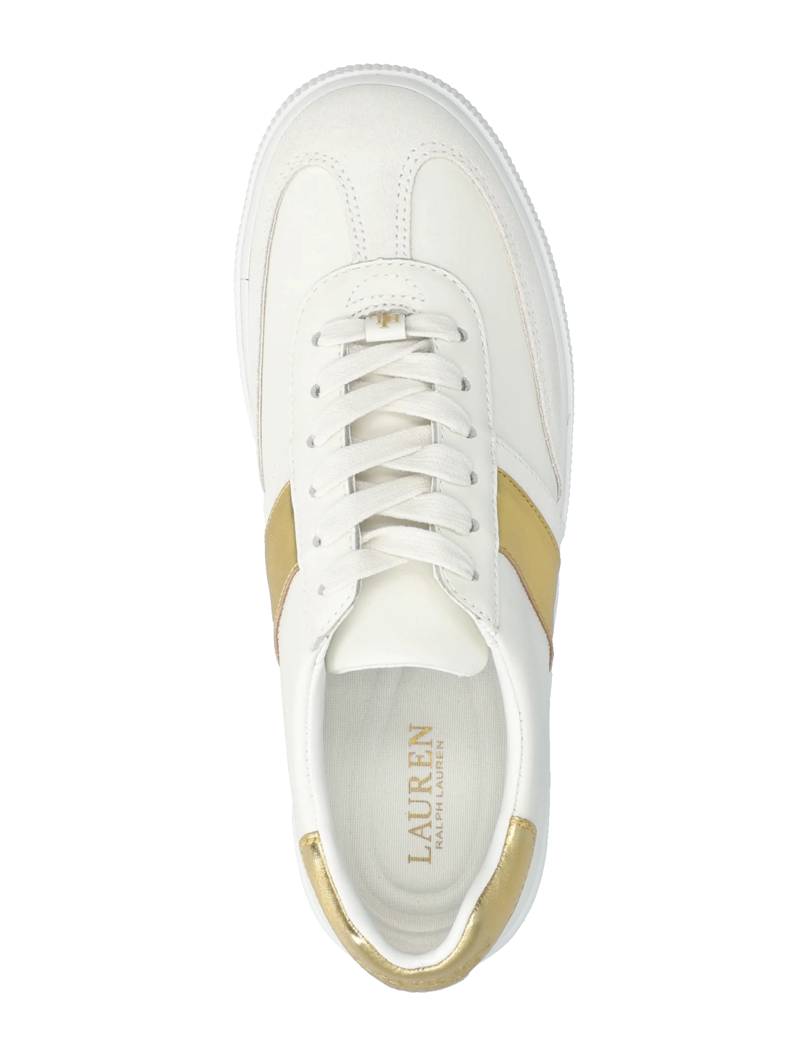 Lauren Ralph Lauren - Braylee Metallic-Trim Leather Sneaker - konfirmation - snw wht/bianco/mo - 3