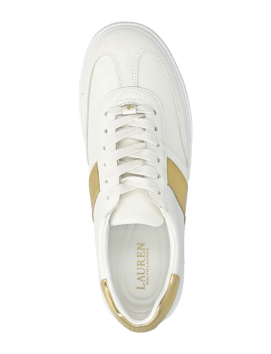 Lauren Ralph Lauren - Braylee Metallic-Trim Leather Sneaker - confirmation - snw wht/bianco/mo - 3