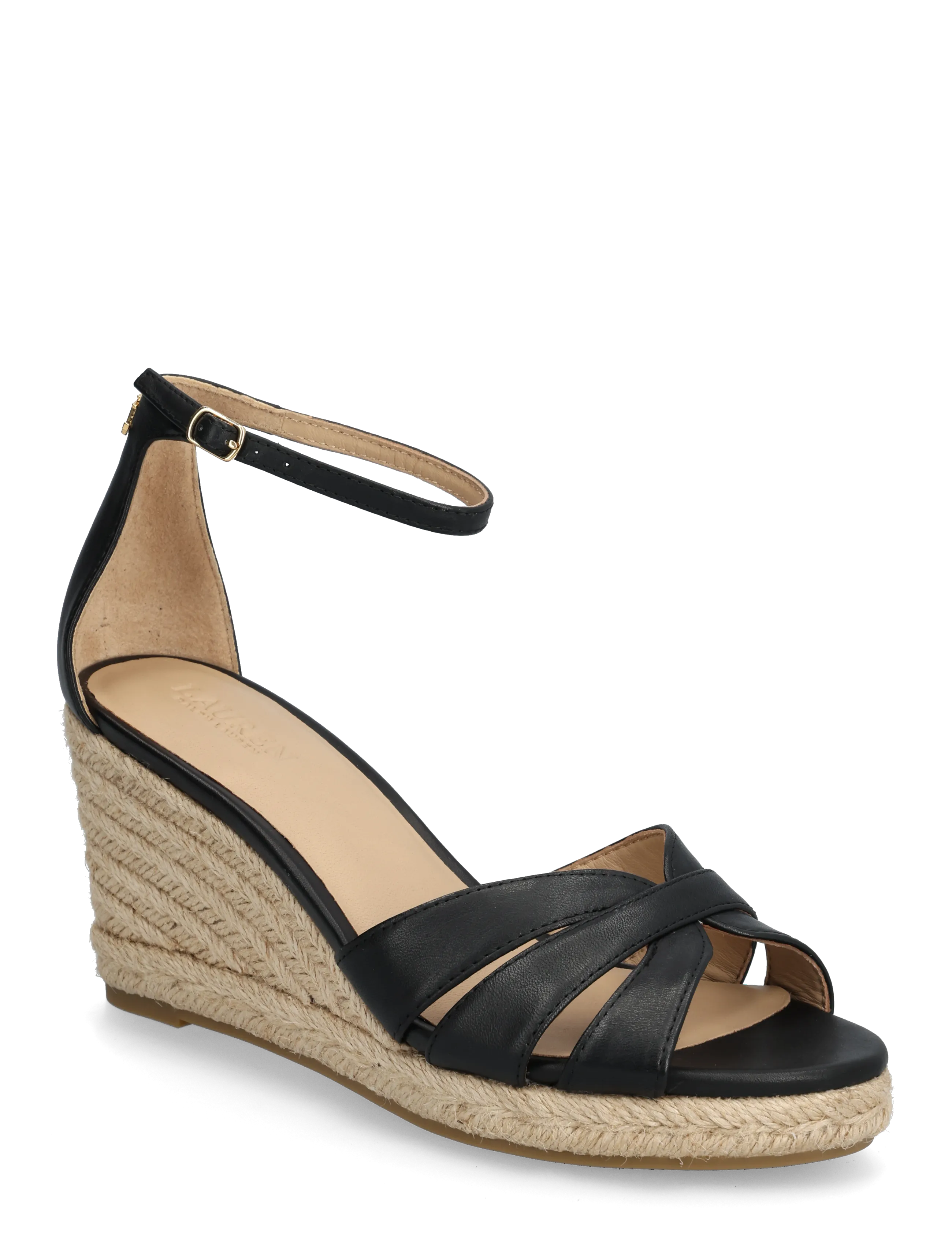 Lauren Ralph Nellie Nappa Leather Espadrille, 41, Espadrilles, Schwarz - Espadrilles Heeled, Frauen