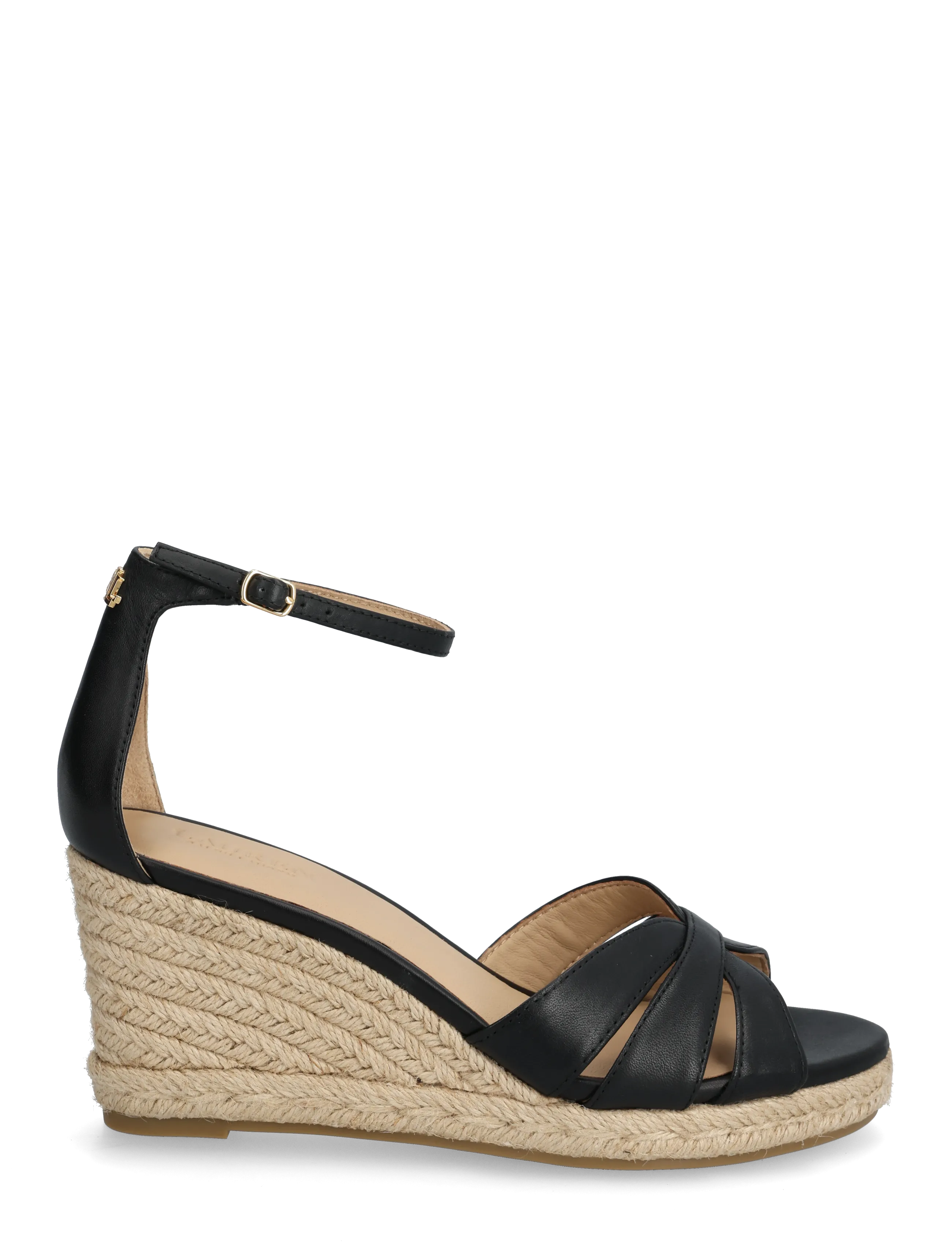 Lauren Ralph Lauren - Nellie Nappa Leather Espadrille - højhælede espadrillos - black - 1