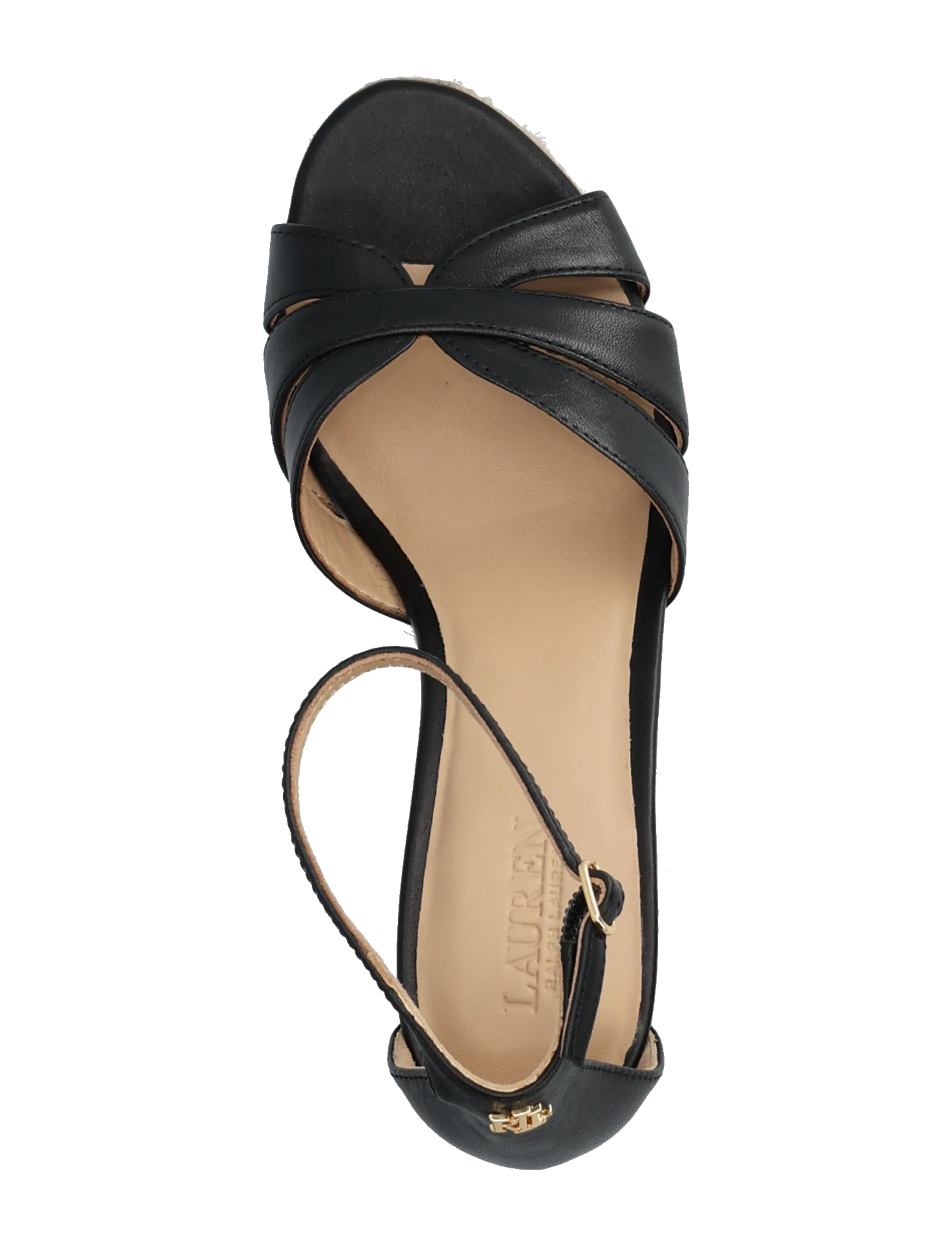 Lauren Ralph Lauren - Nellie Nappa Leather Espadrille - højhælede espadrillos - black - 3